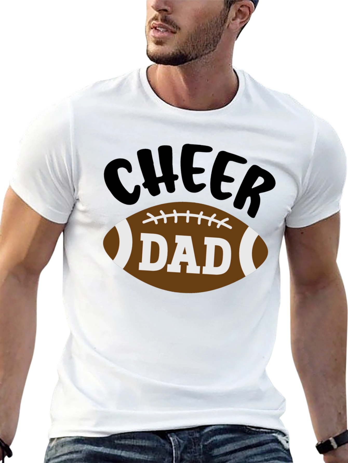 Cheer Dad Football Graphic T-Shirt