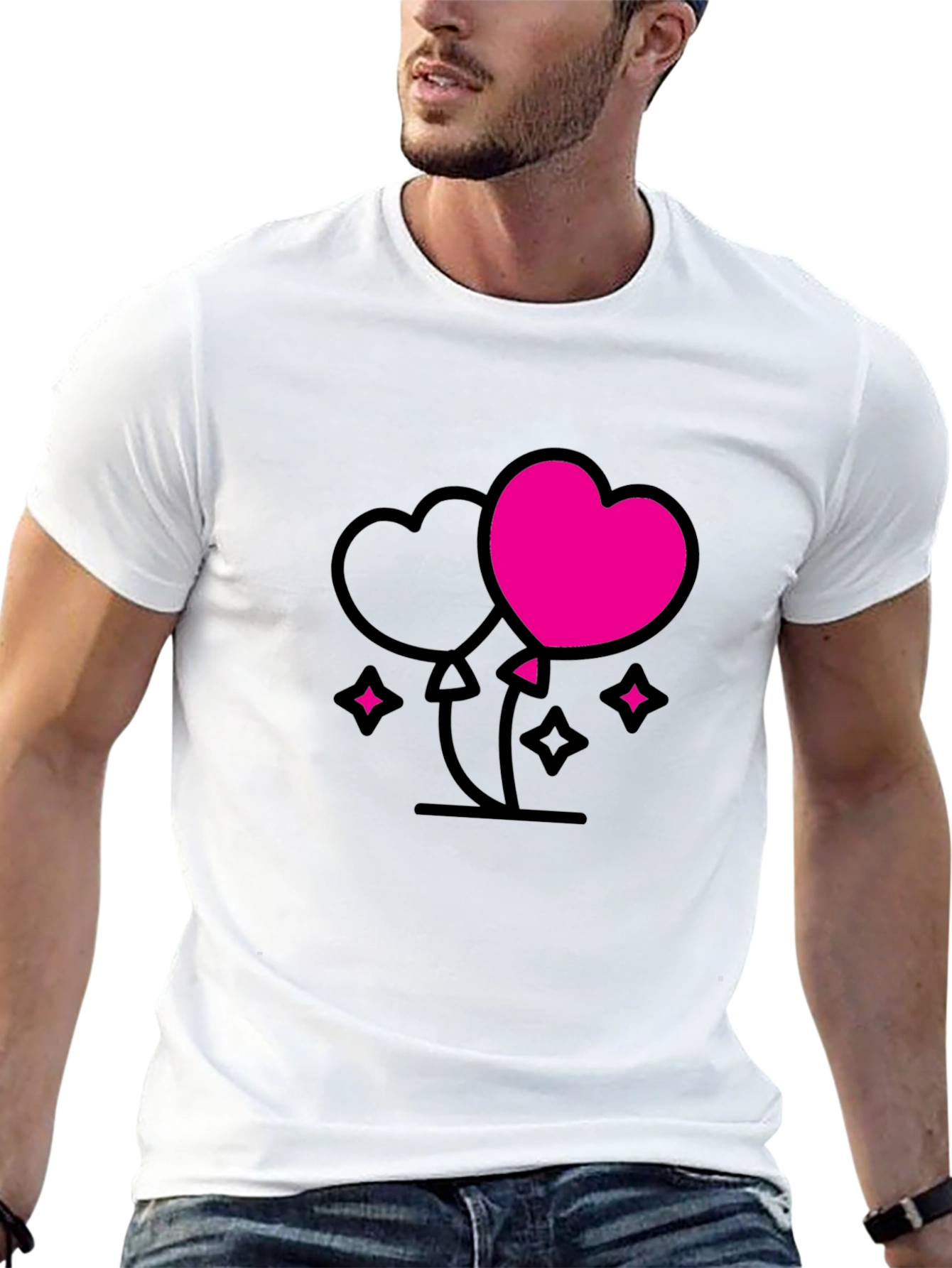 Heart Balloons Graphic Tee - Black Casual Shirt