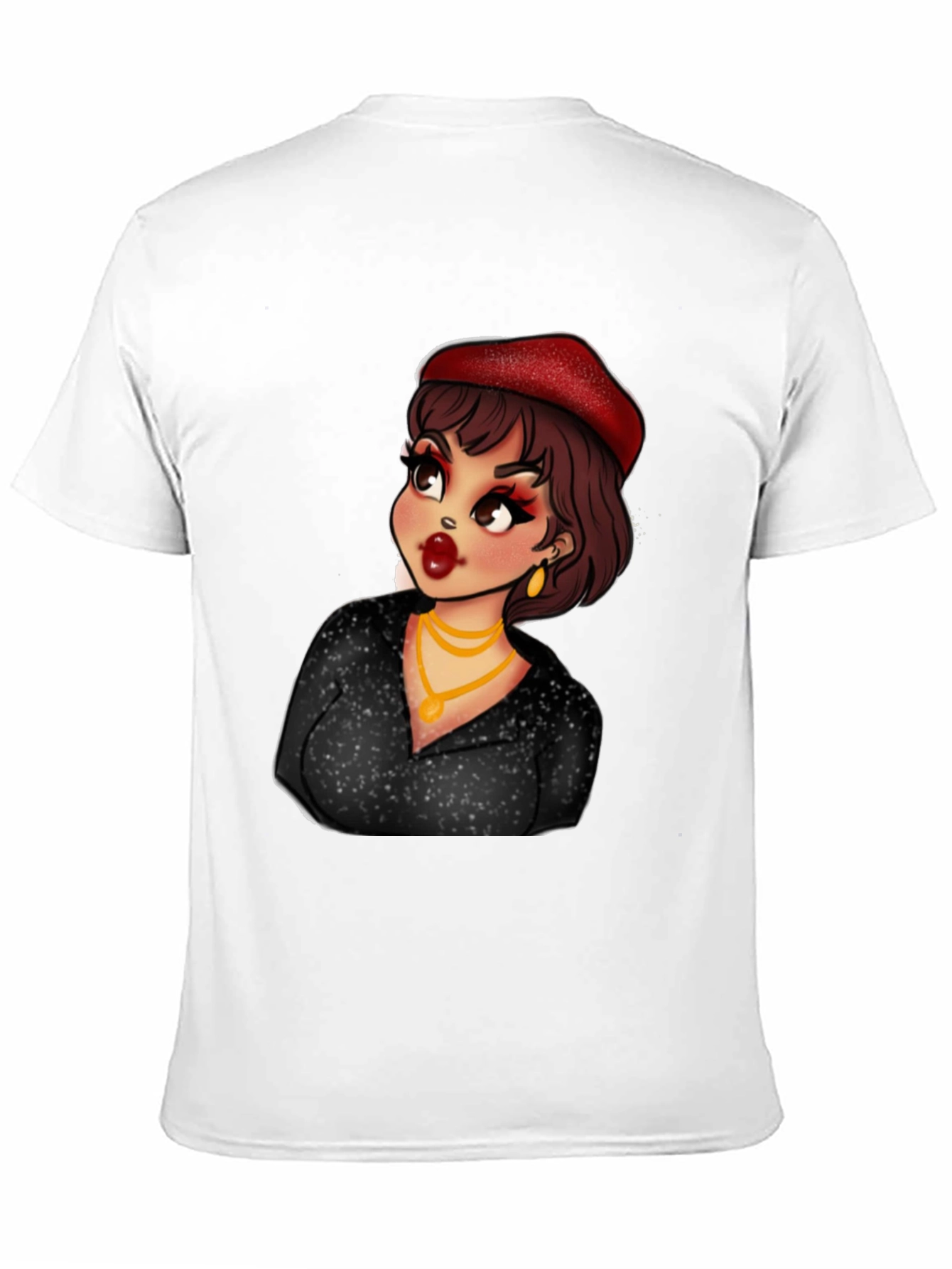 Cartoon Woman Graphic T-Shirt Black
