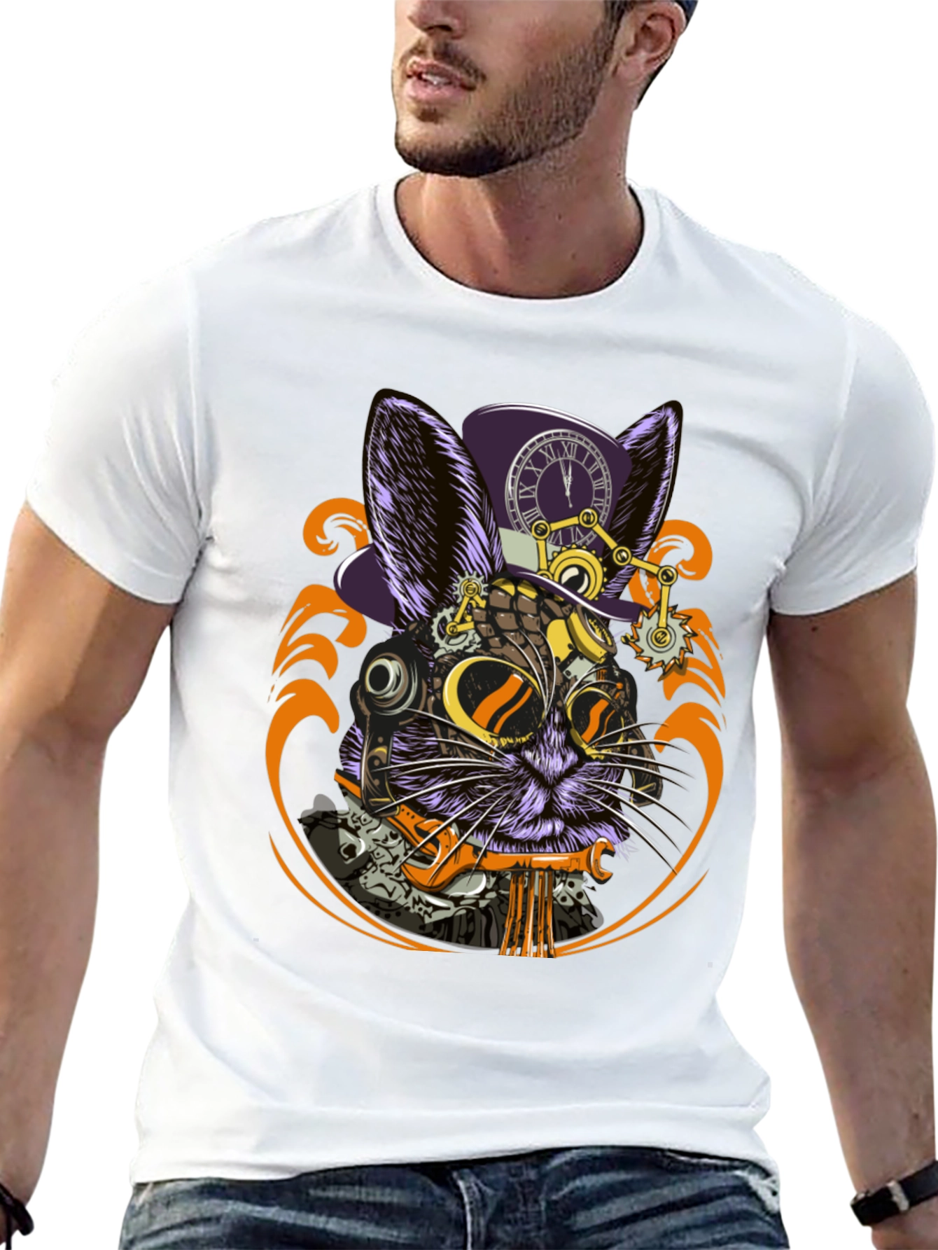 Steampunk Rabbit Graphic Tee - Unique Design
