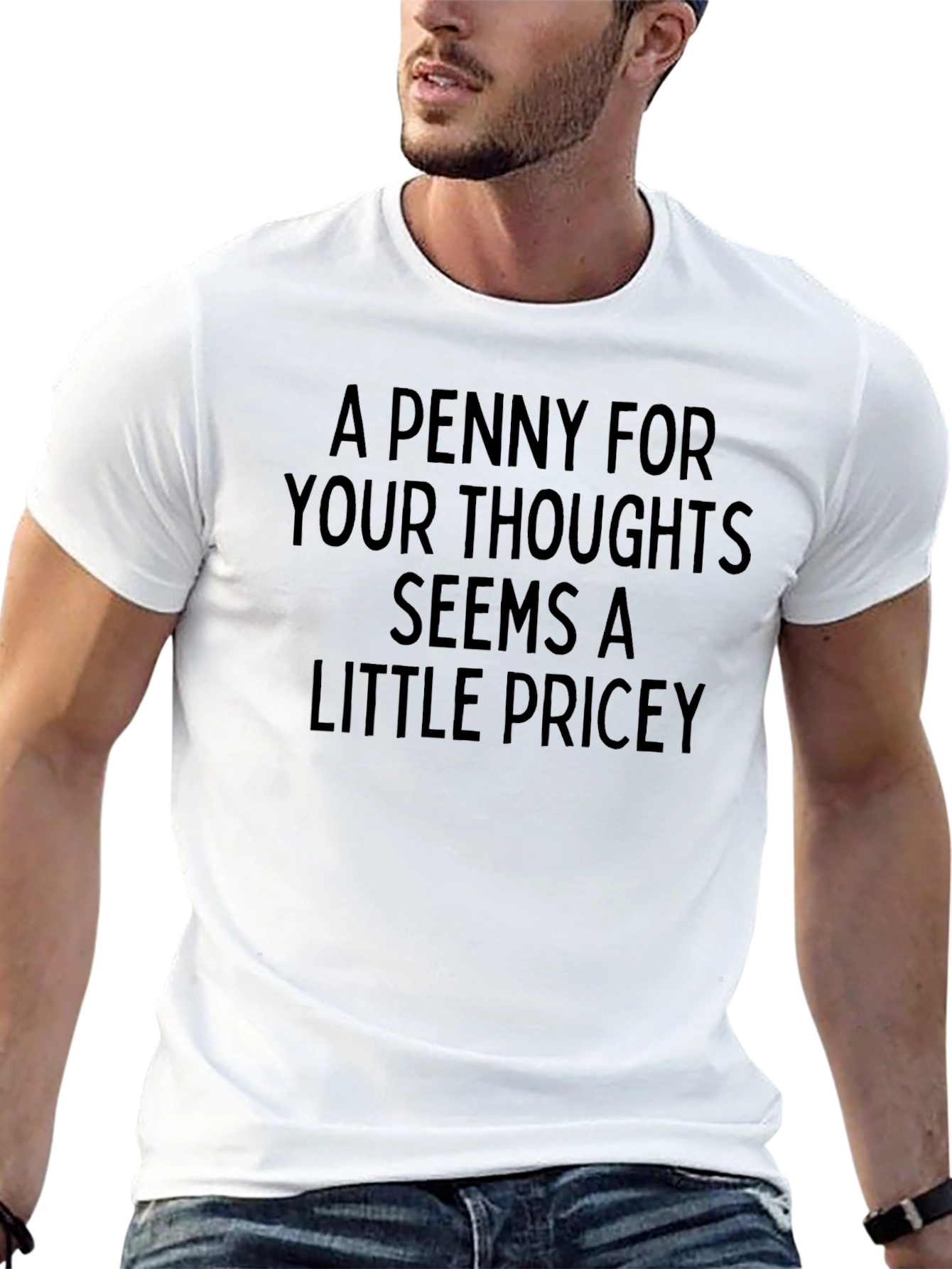 Funny A Penny for Your Thoughts Black T-Shirt