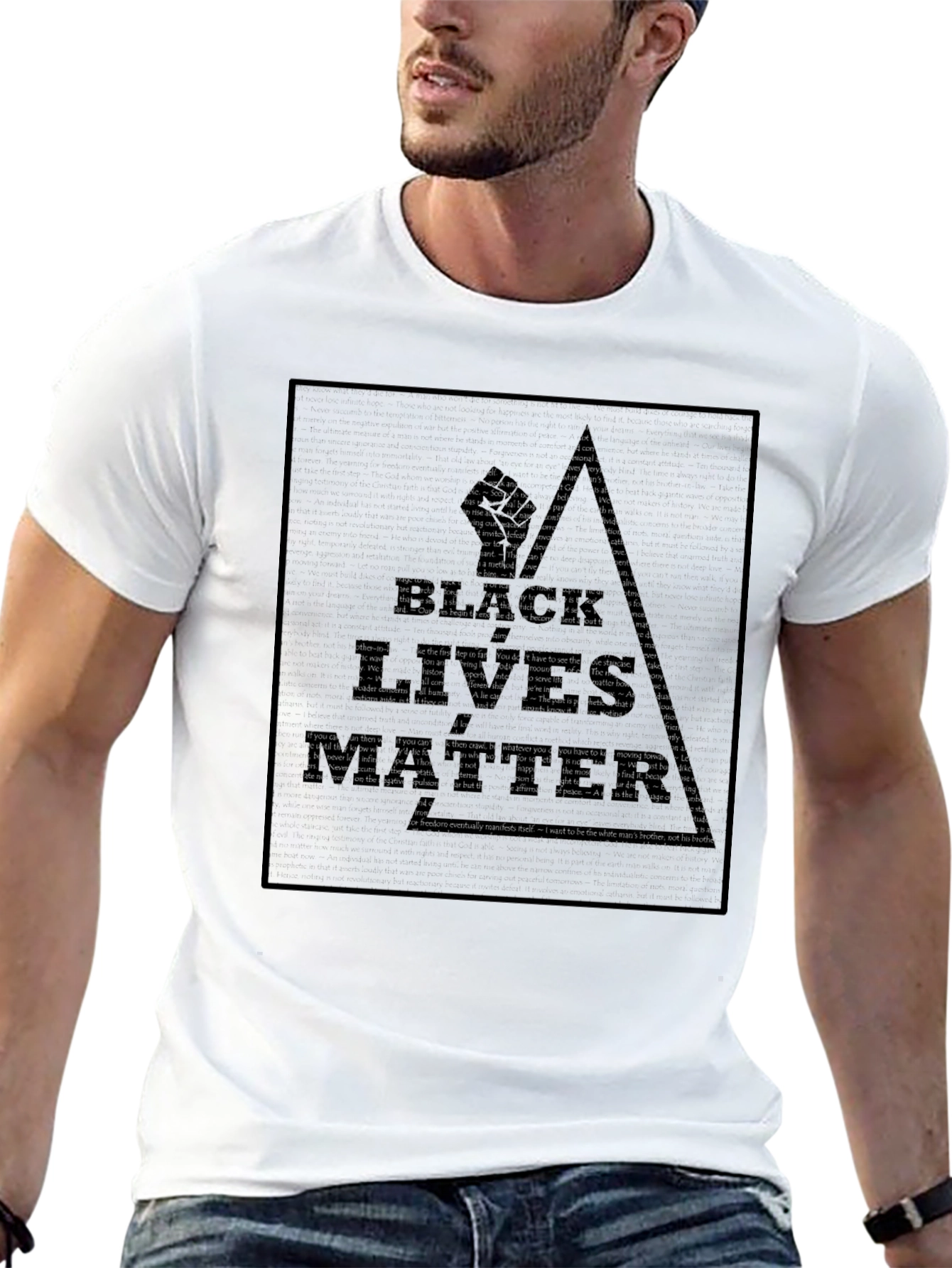 Text Art Graphic Tee - Black Cotton Blend Shirt