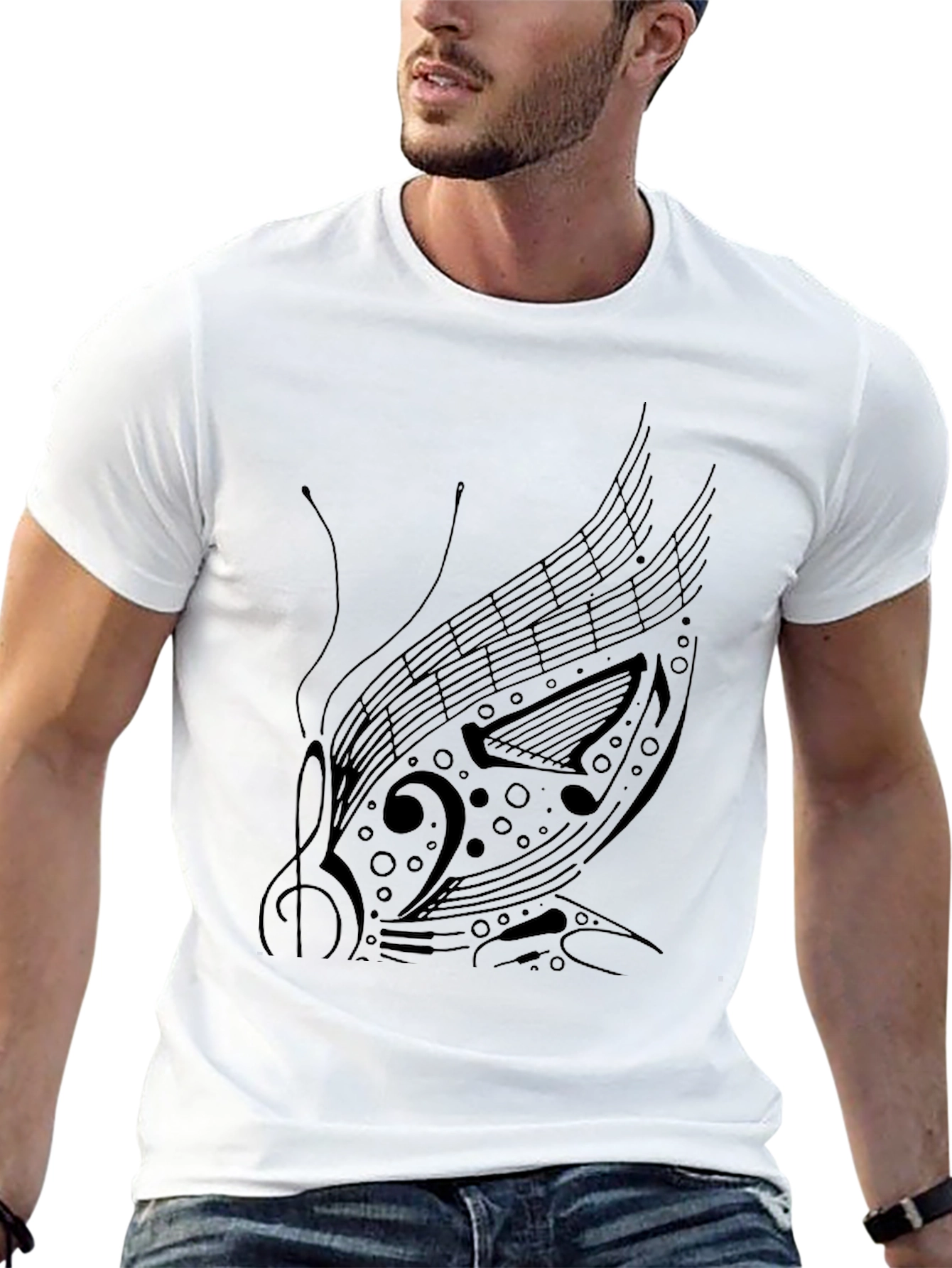 Musical Butterfly Graphic Tee - Black