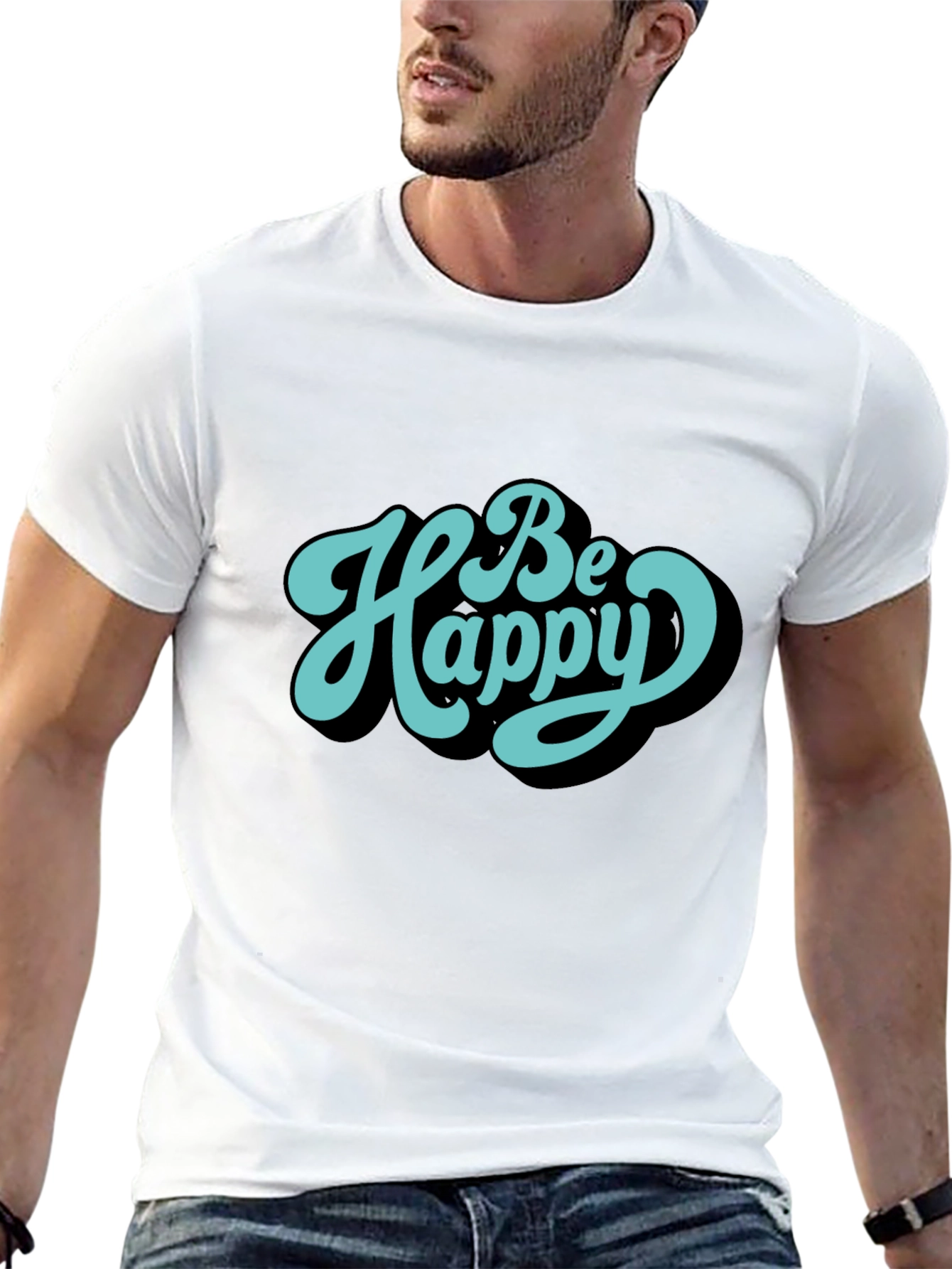 Be Happy Graphic Tee - Trendy Casual Shirt