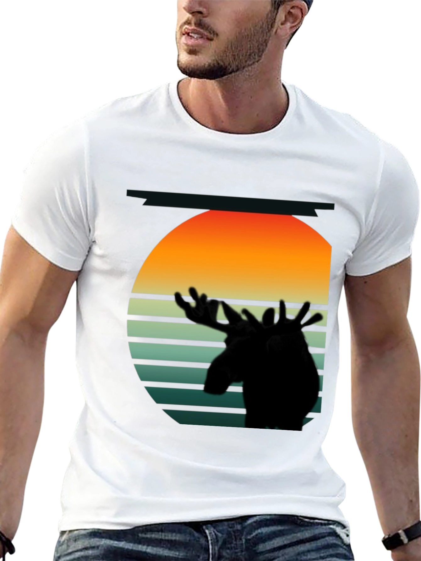 Retro Moose Silhouette Graphic Tee