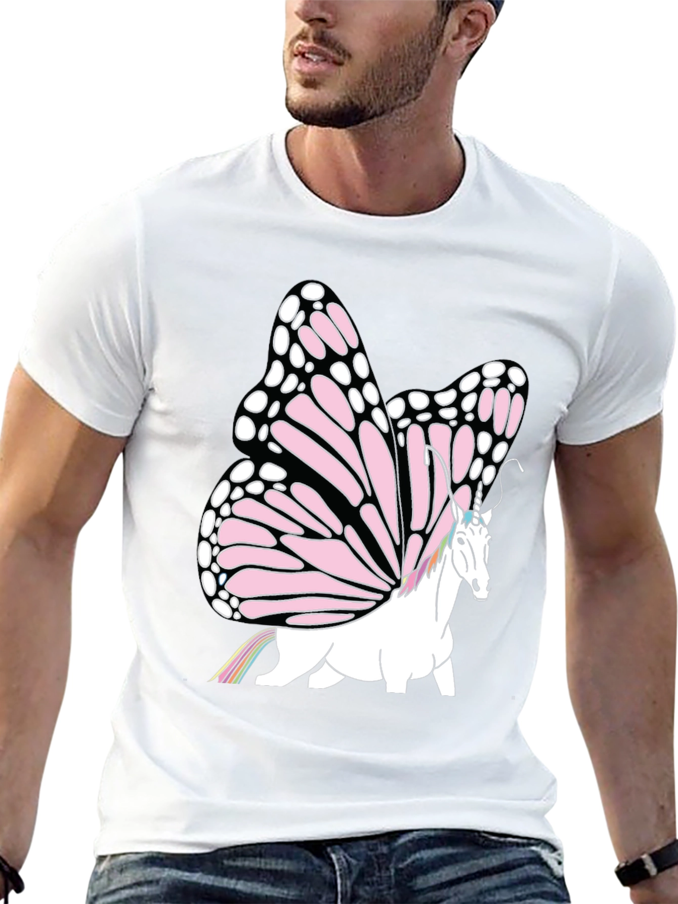 Unicorn Butterfly Graphic Tee - Black