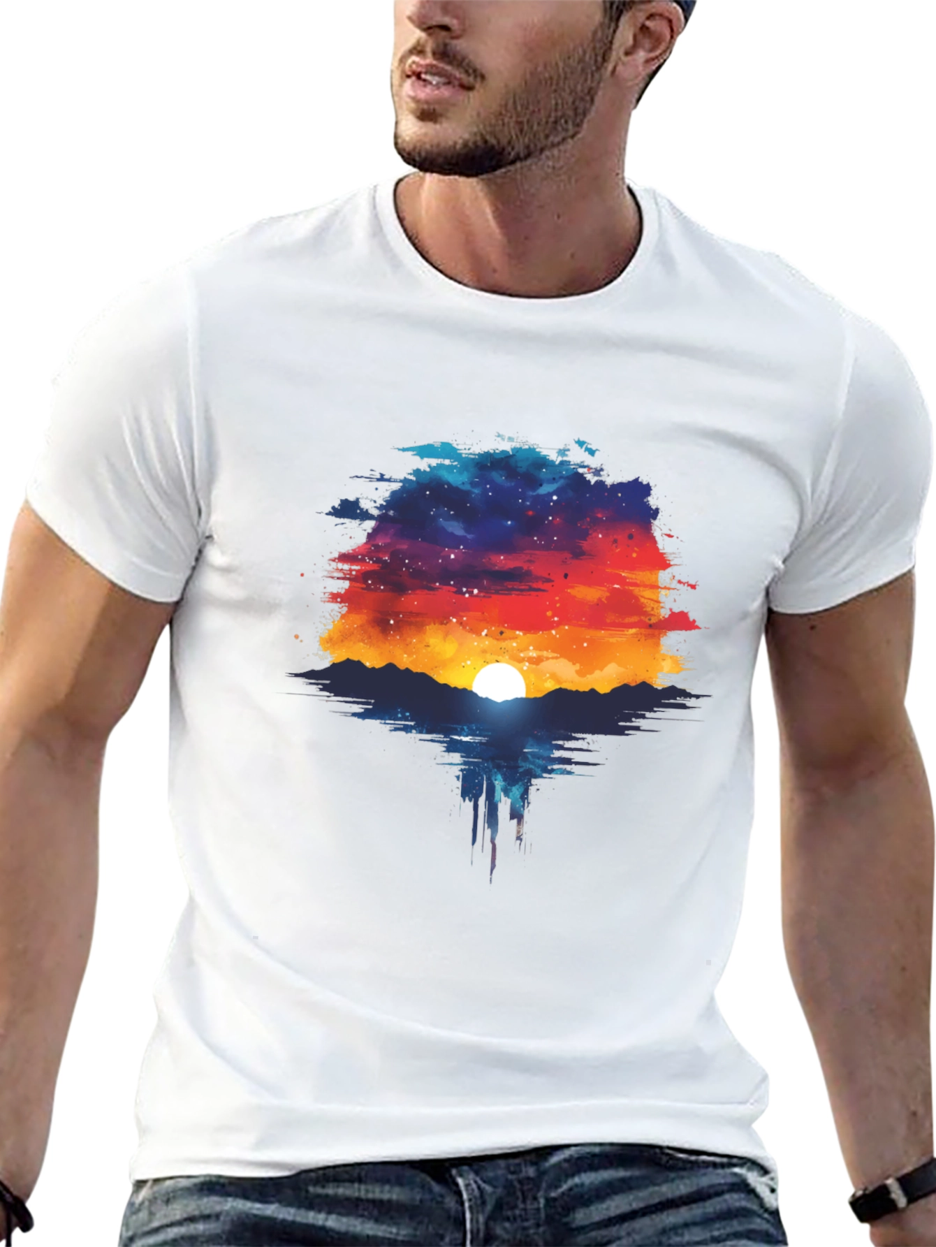 Sunset Galaxy T-Shirt - Unique Graphic Tee