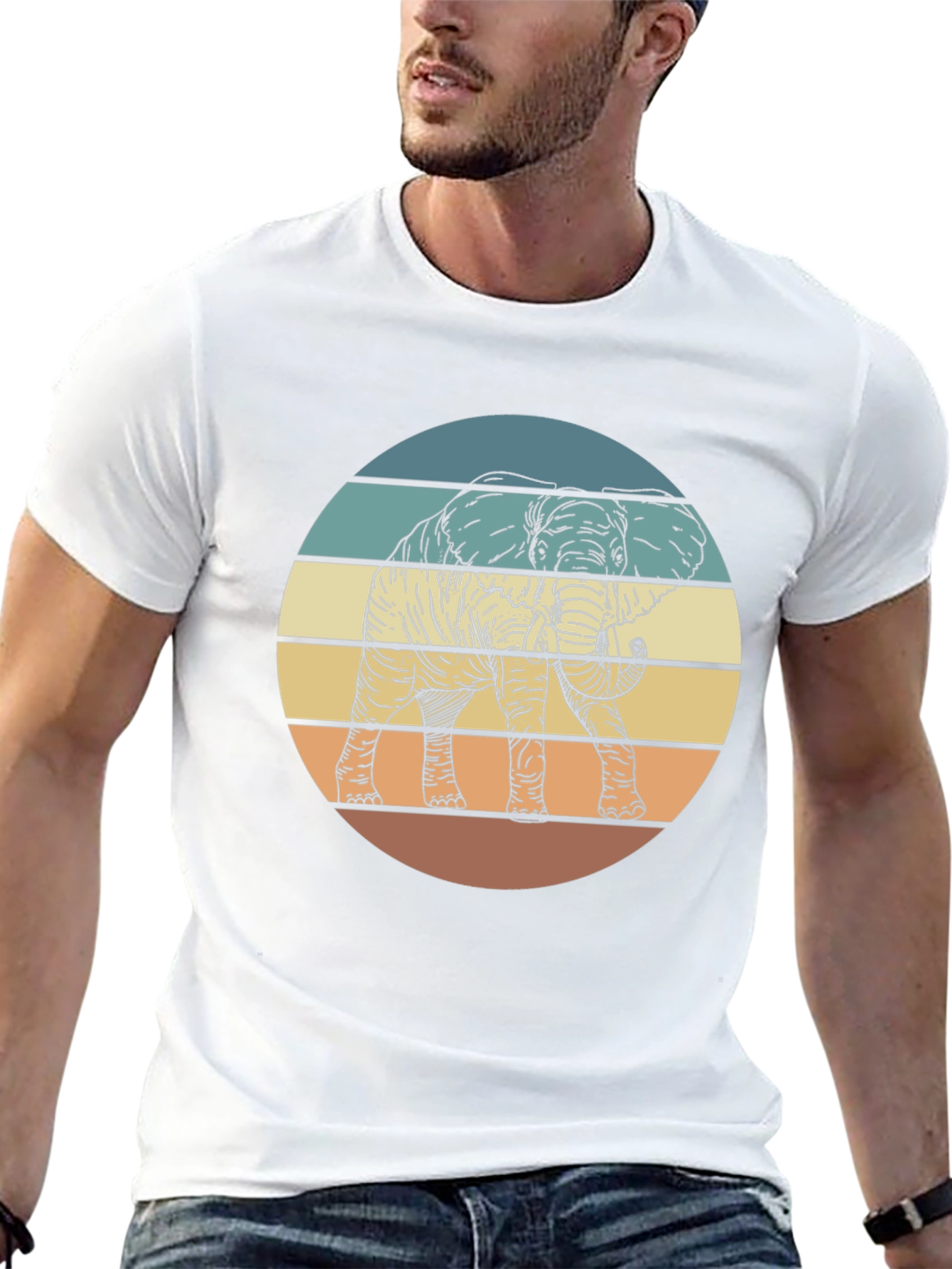 Elephant Sunset Graphic Tee - Unisex Retro Style