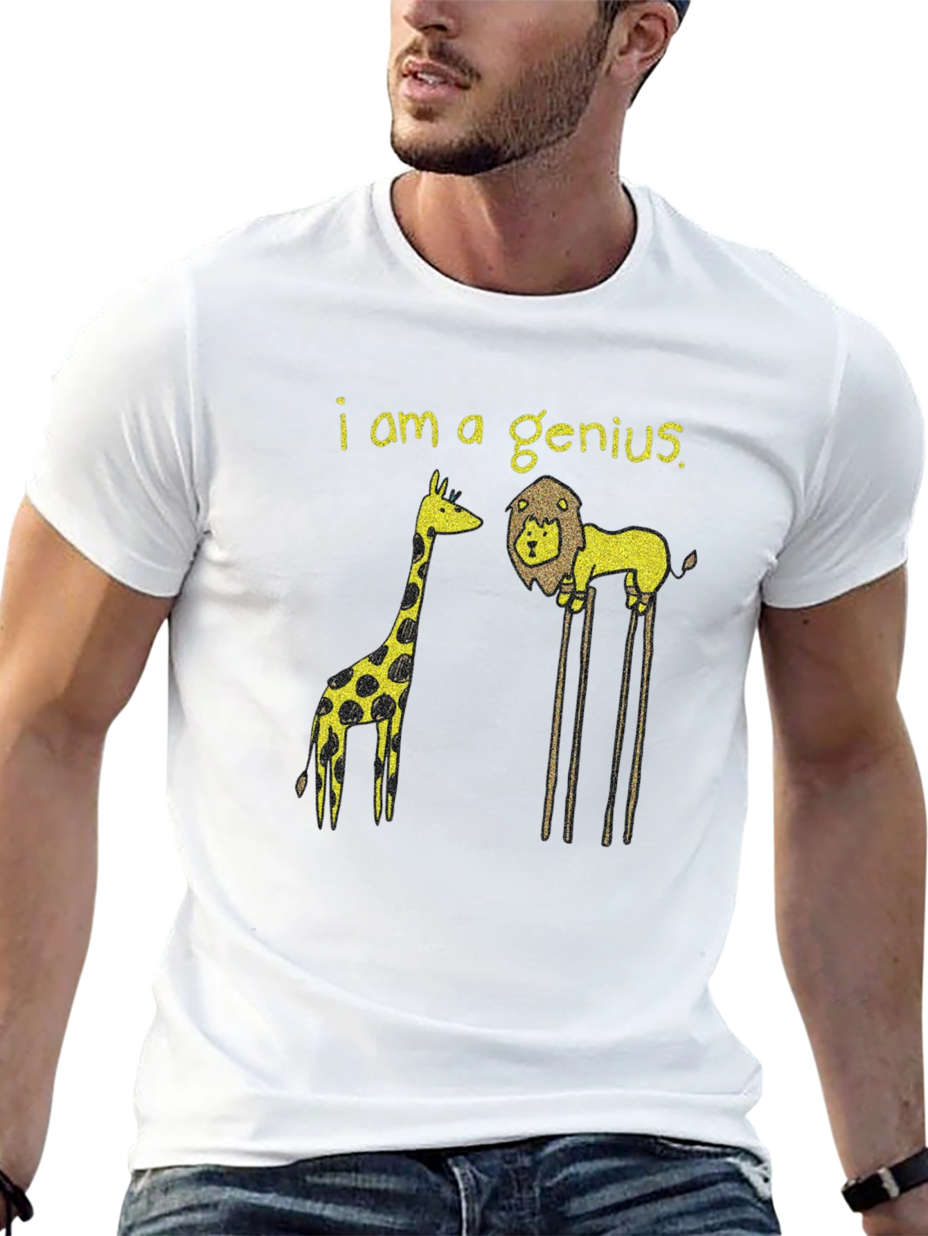 Genius Giraffe & Lion Graphic T-Shirt