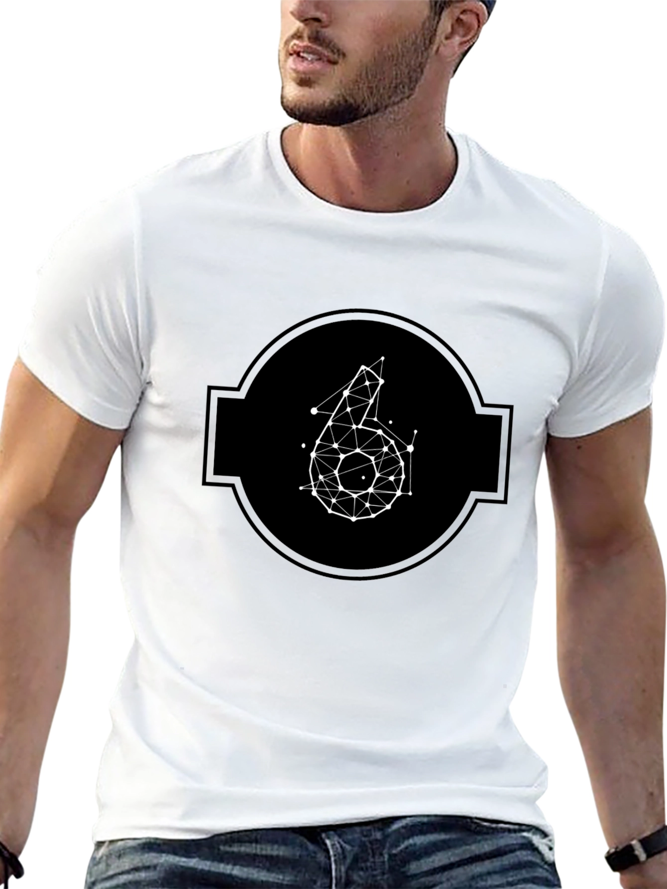 Geometric Number 6 Graphic Tee - Modern Mens T-Shirt