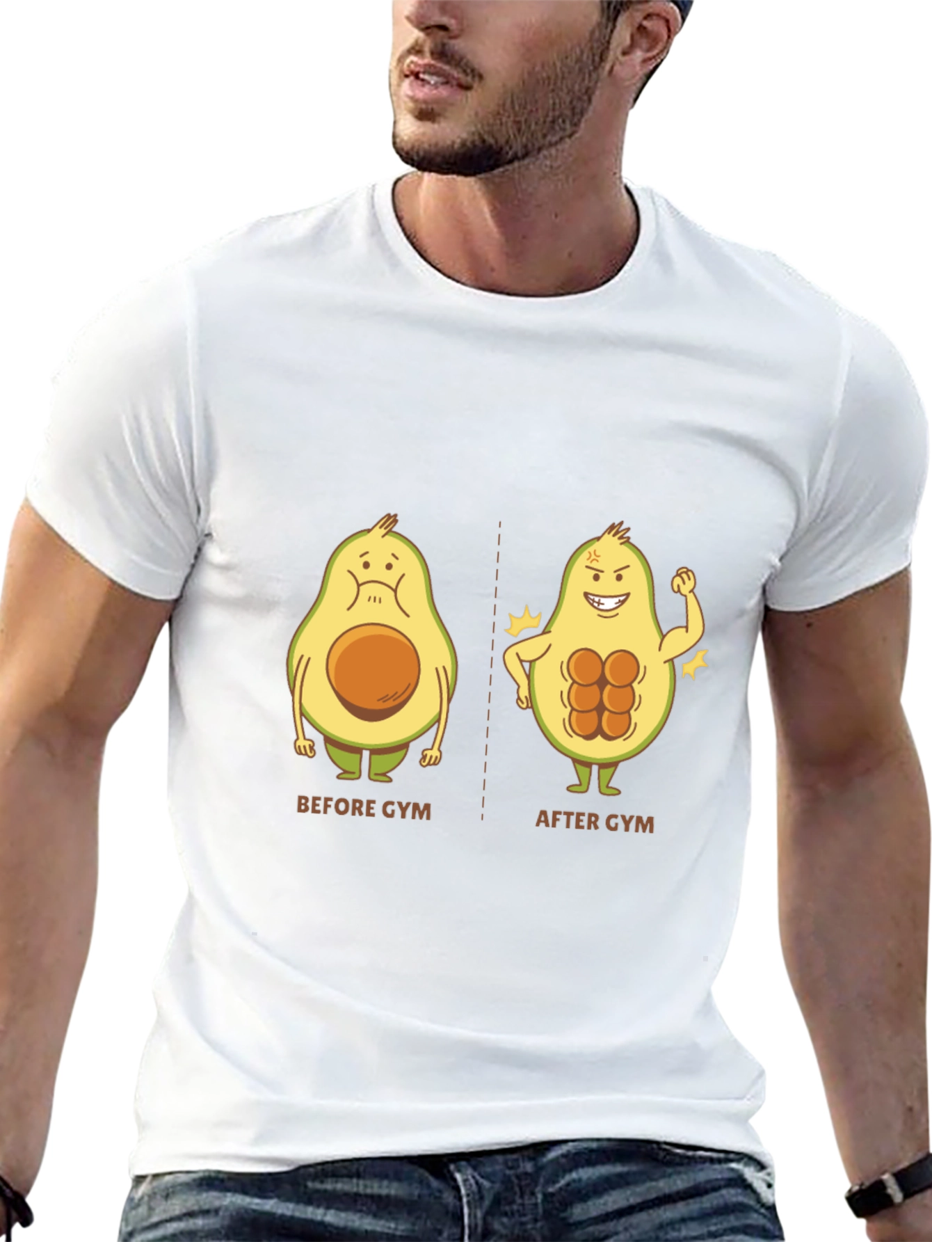 Avocado Gym Humor Graphic Tee - Black