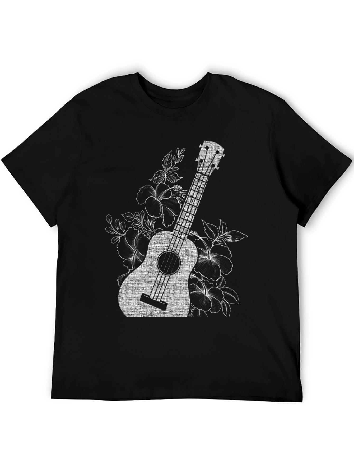Ukulele Floral Graphic Tee - Black
