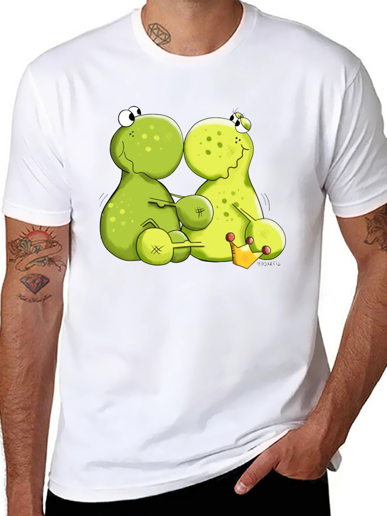 Funny Frog Cartoon Graphic Black T-Shirt
