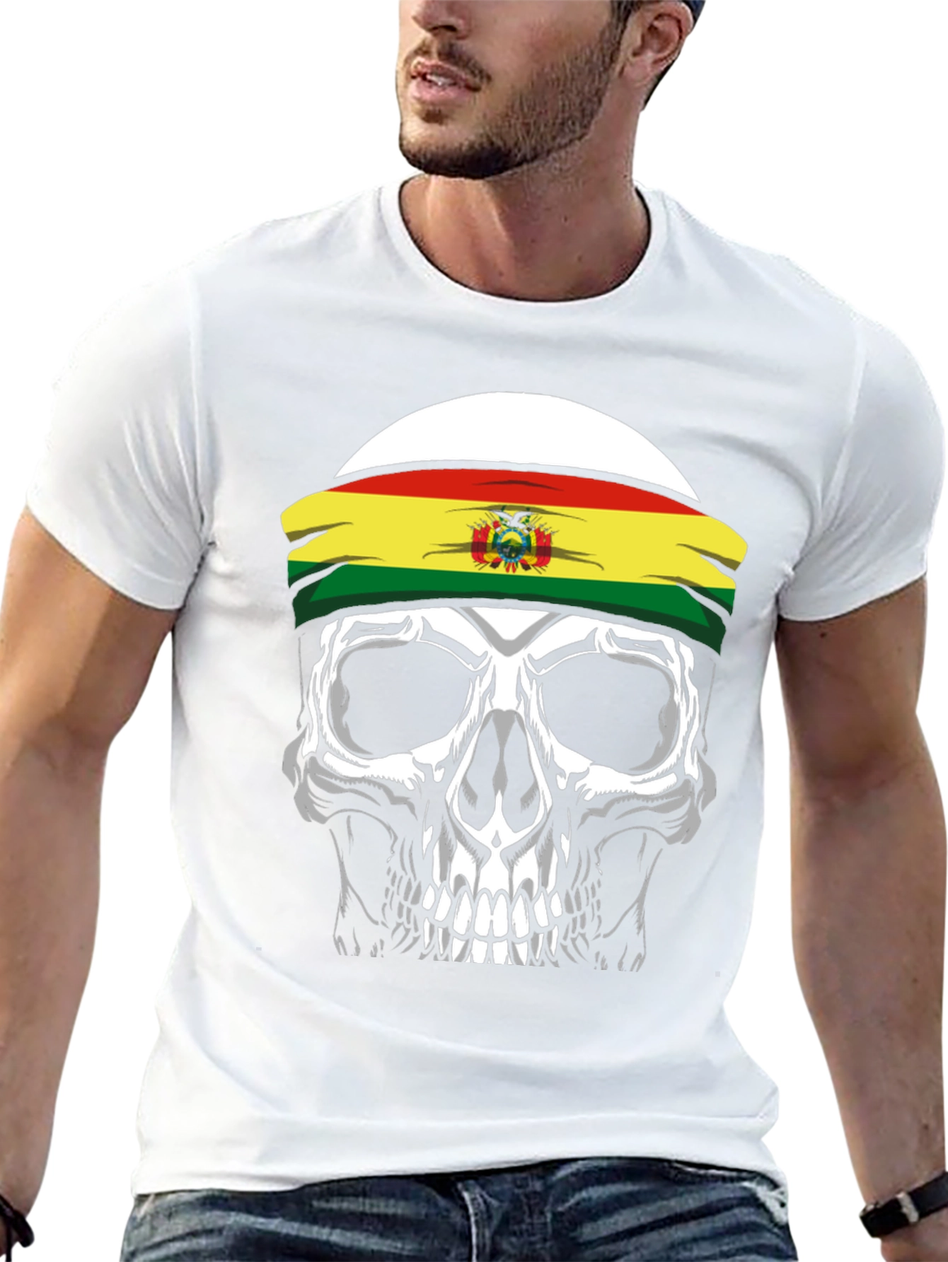 Skull T-Shirt with Bolivian Flag Headband