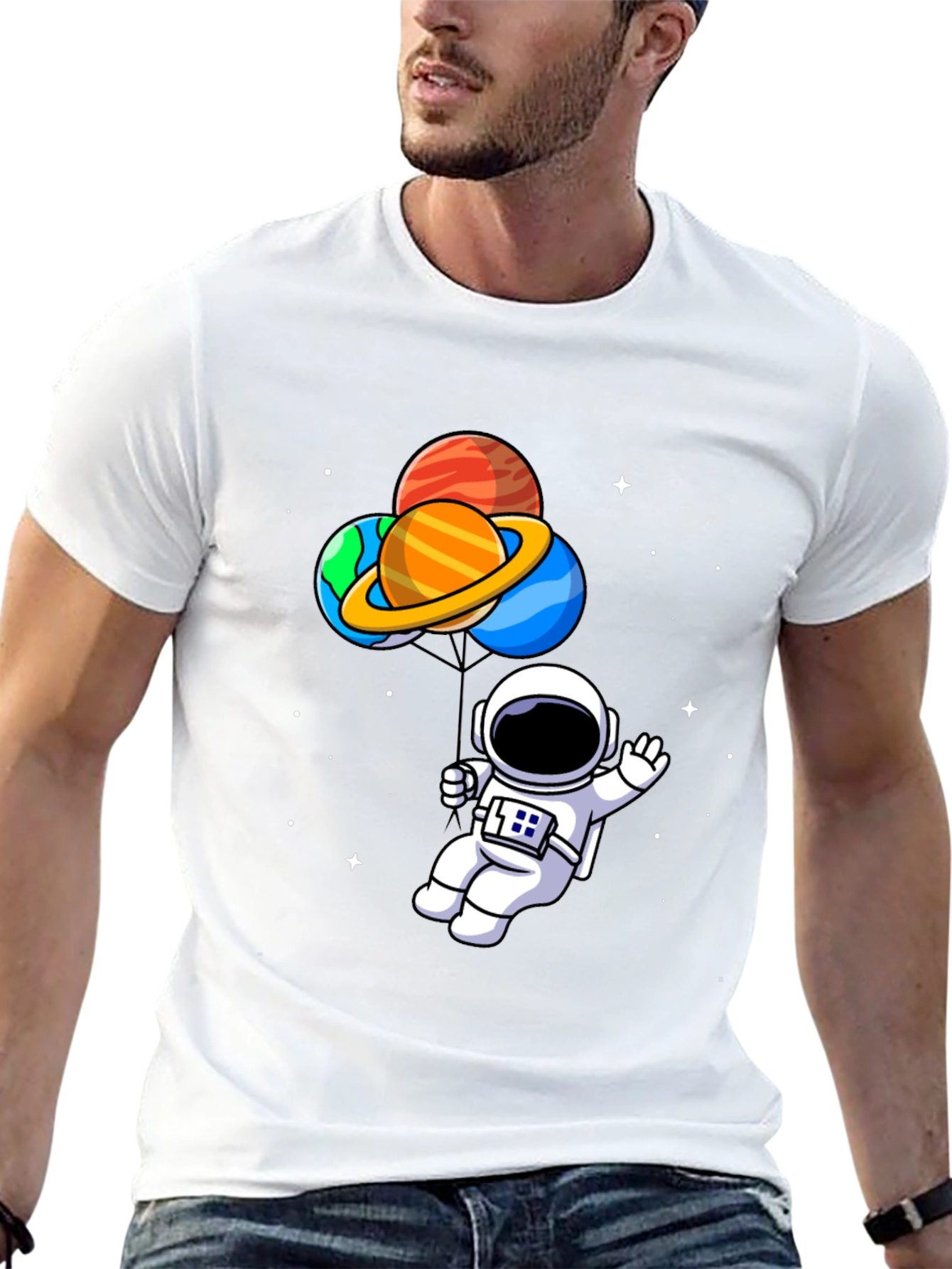 Astronaut Space Planets Graphic T-Shirt