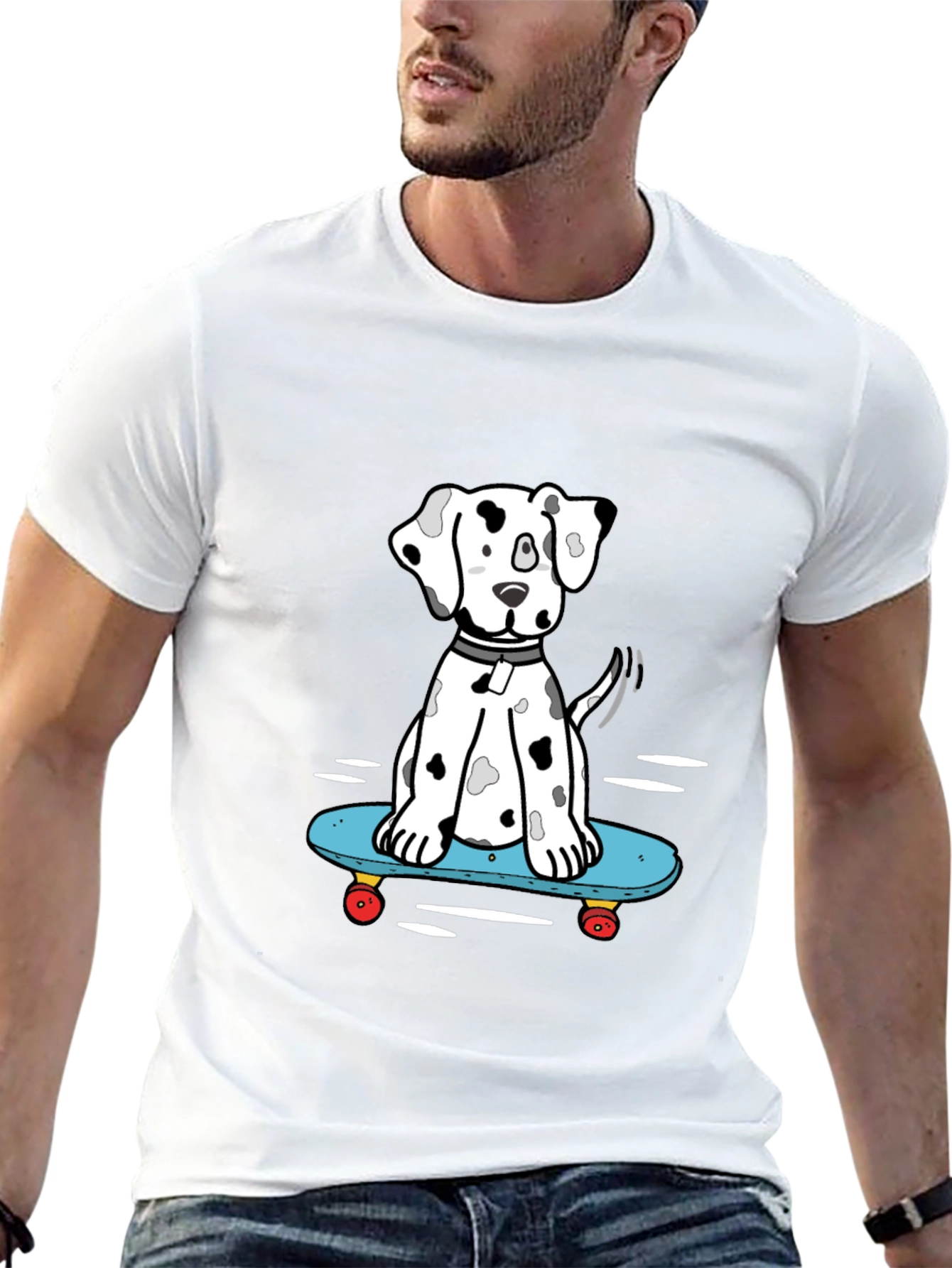 Dalmatian Skateboarding T-Shirt - Cool Graphic Tee