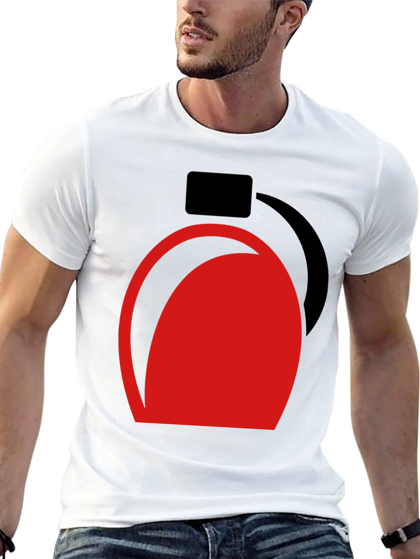 Modern Graphic Tee - Abstract Red and Black Design