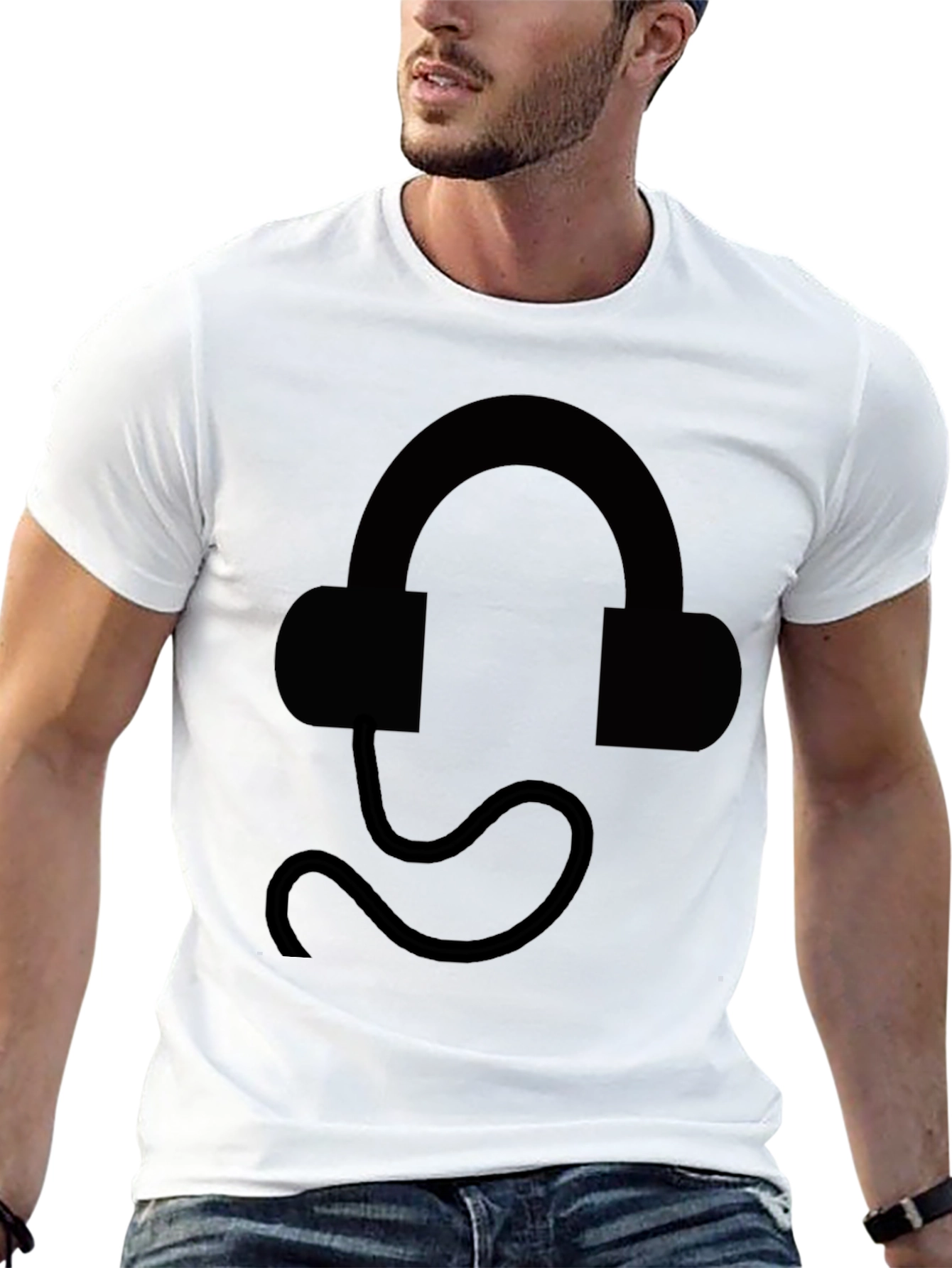 Black Headphone Graphic Tee - Stylish & Comfortable