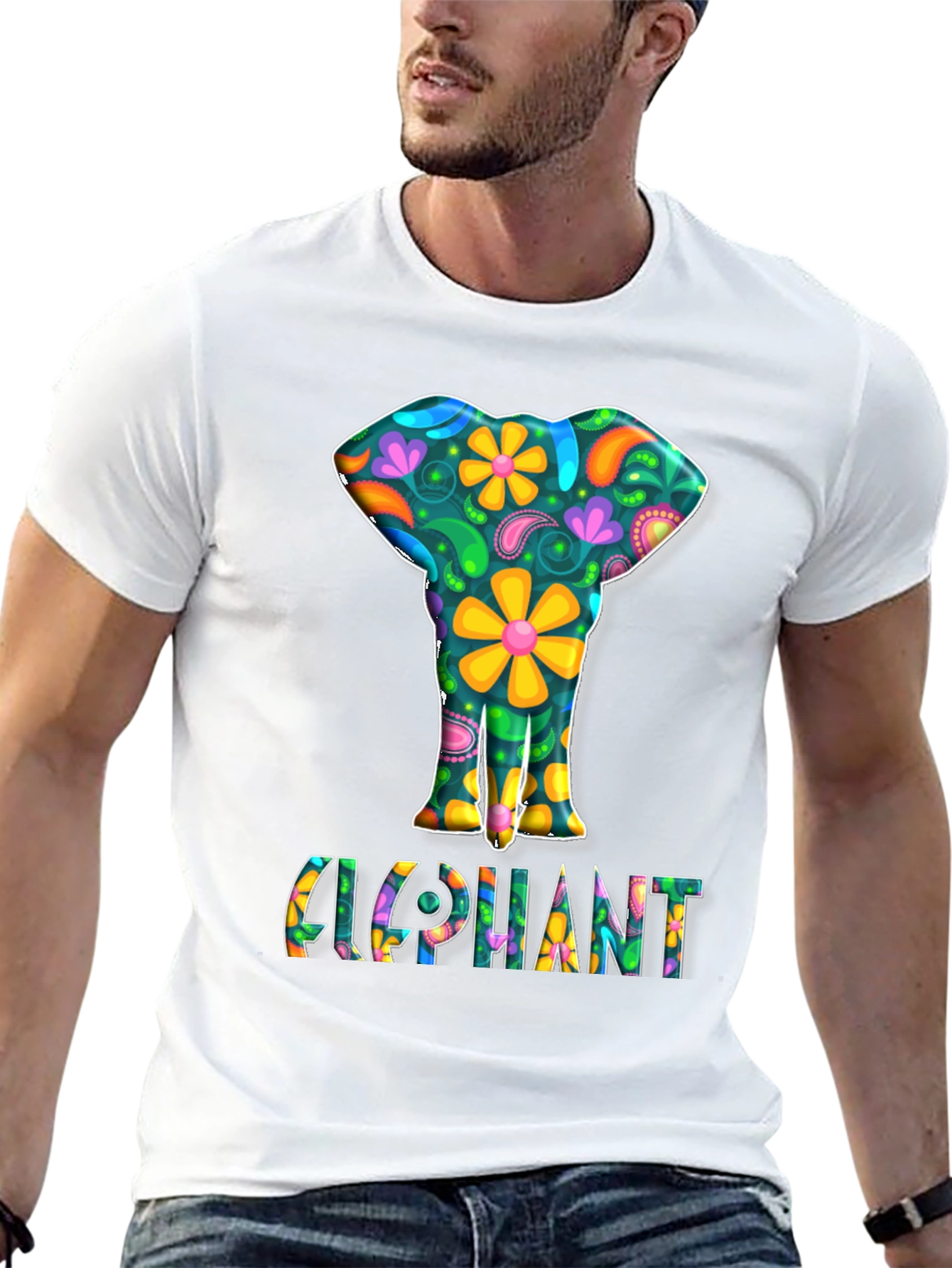 Floral Elephant Graphic Tee - Groovy Style