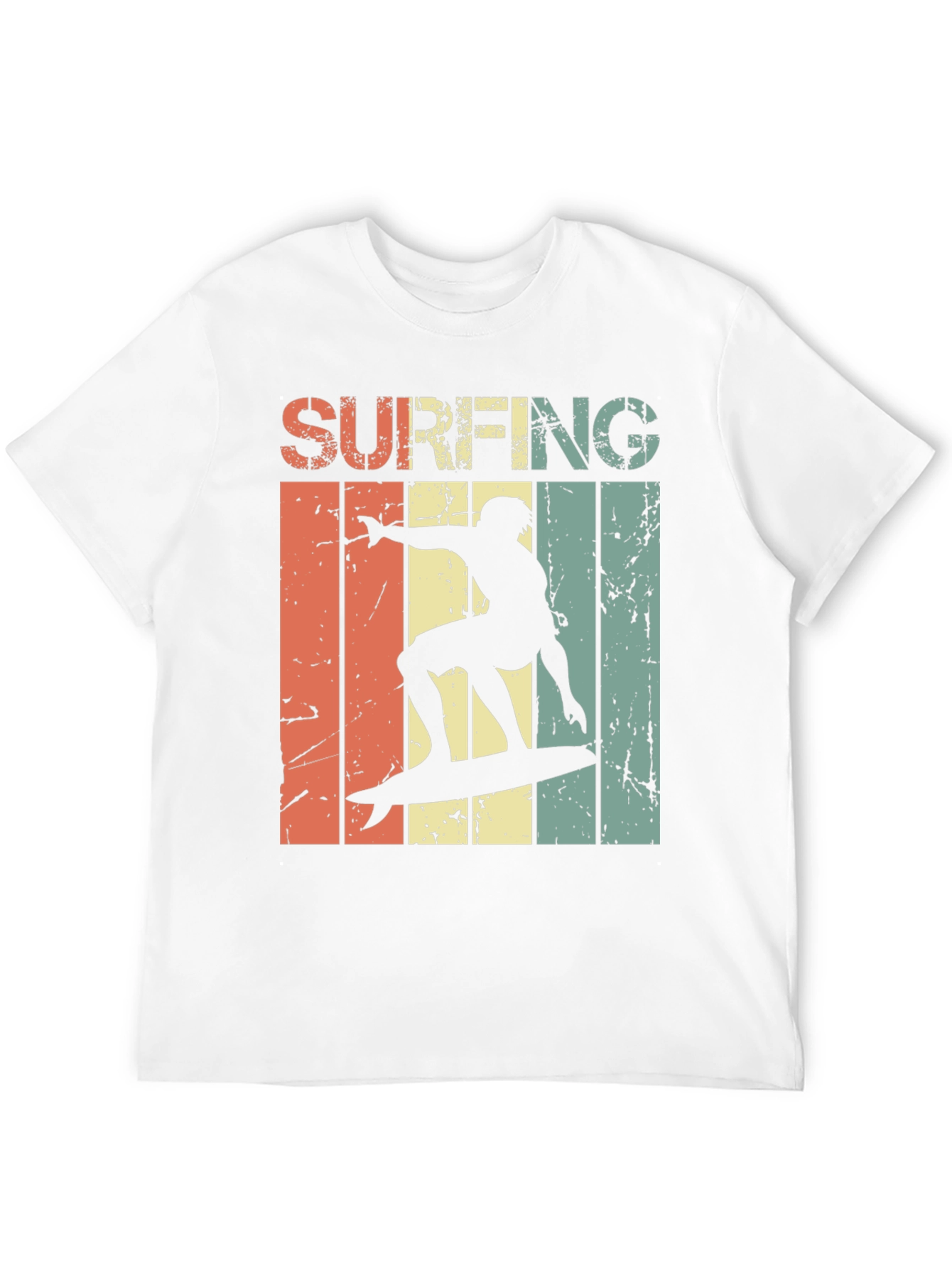Retro Surfing Graphic Tee - Black Cotton T-Shirt