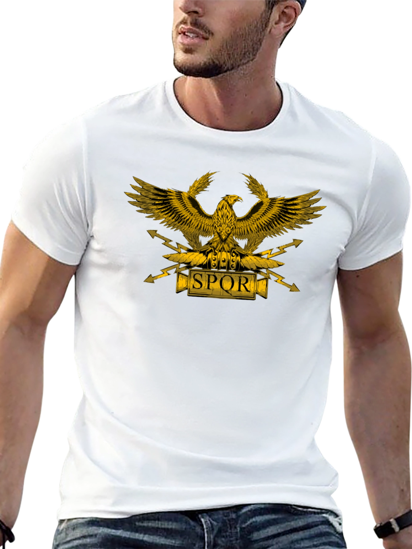 SPQR Eagle Graphic T-Shirt - Black