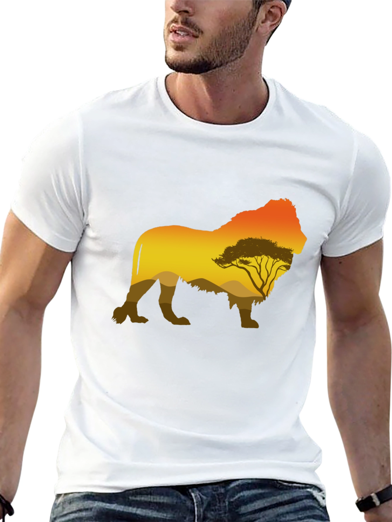 Lion Silhouette Graphic Tee - Mens Black T-Shirt