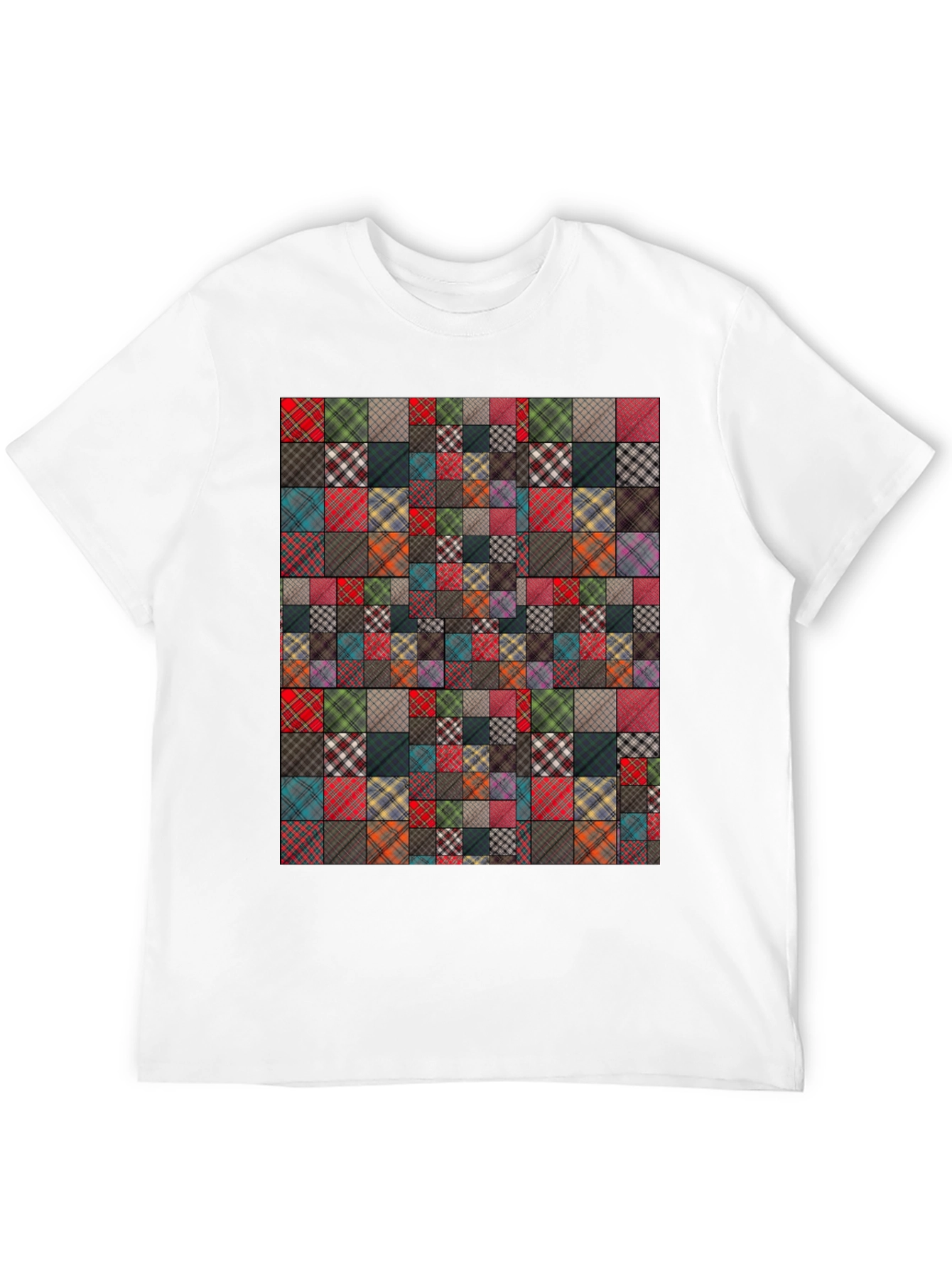 Patchwork Plaid Pattern T-Shirt
