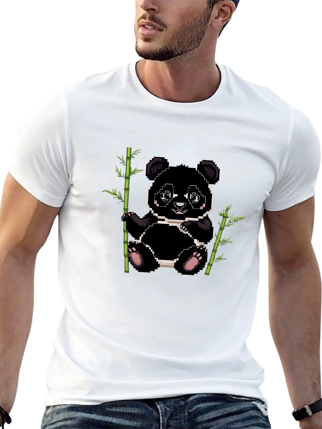 Pixel Panda Bamboo T-Shirt - Black