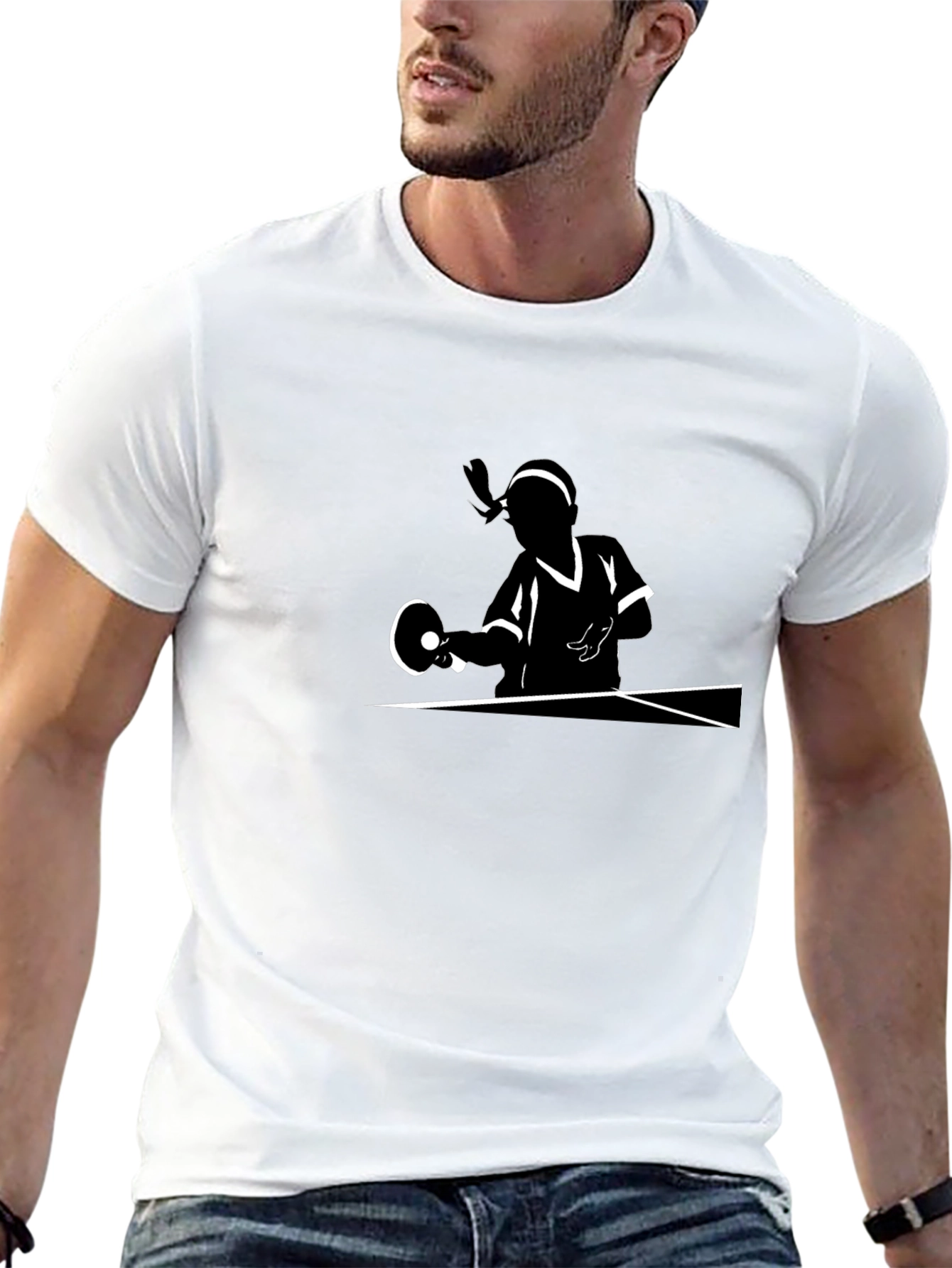Ping Pong Player Graphic Tee - Black