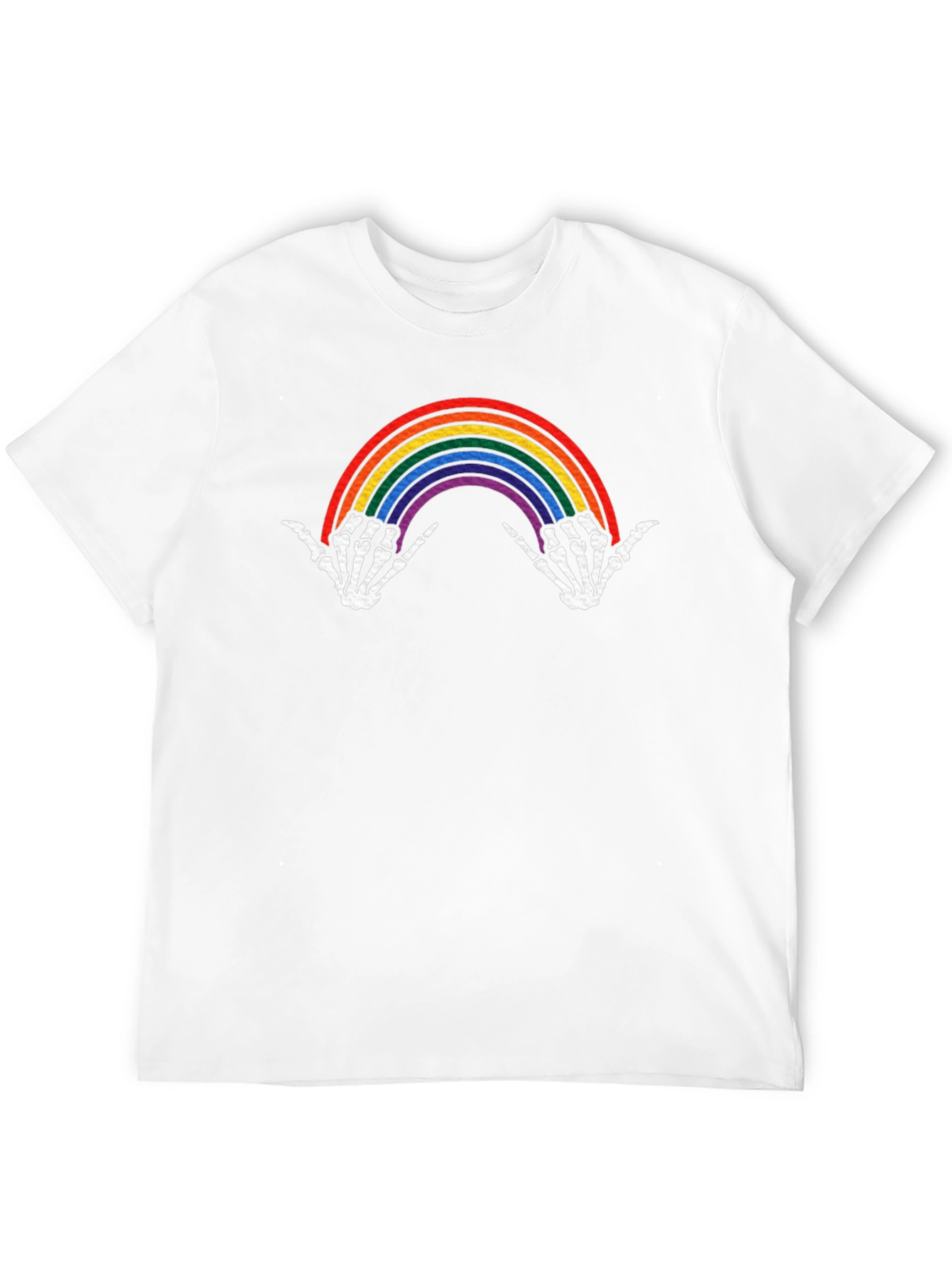 Rainbow Skeleton Hands Black Graphic Tee