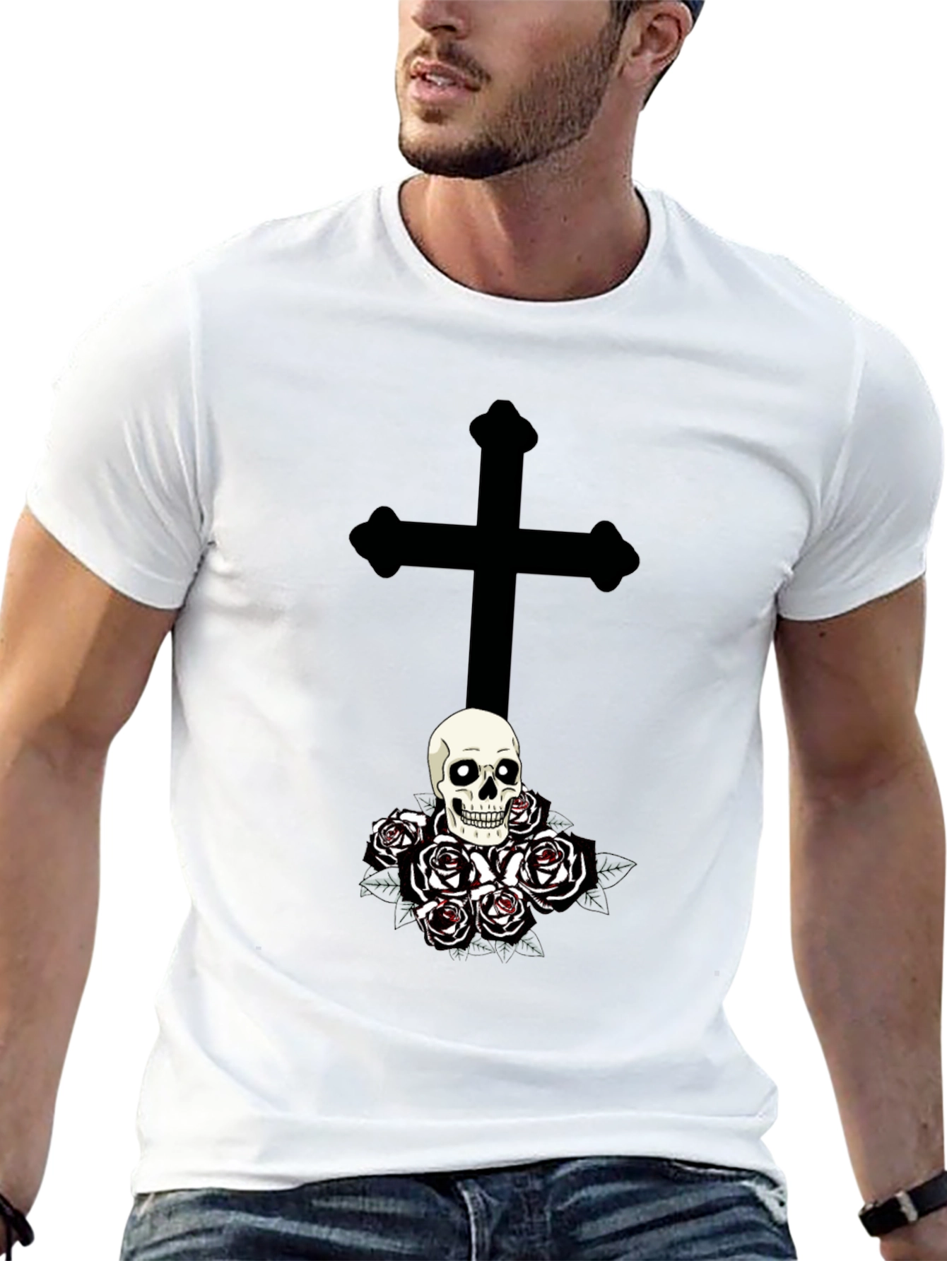 Skull & Roses Graphic Tee - Gothic Style
