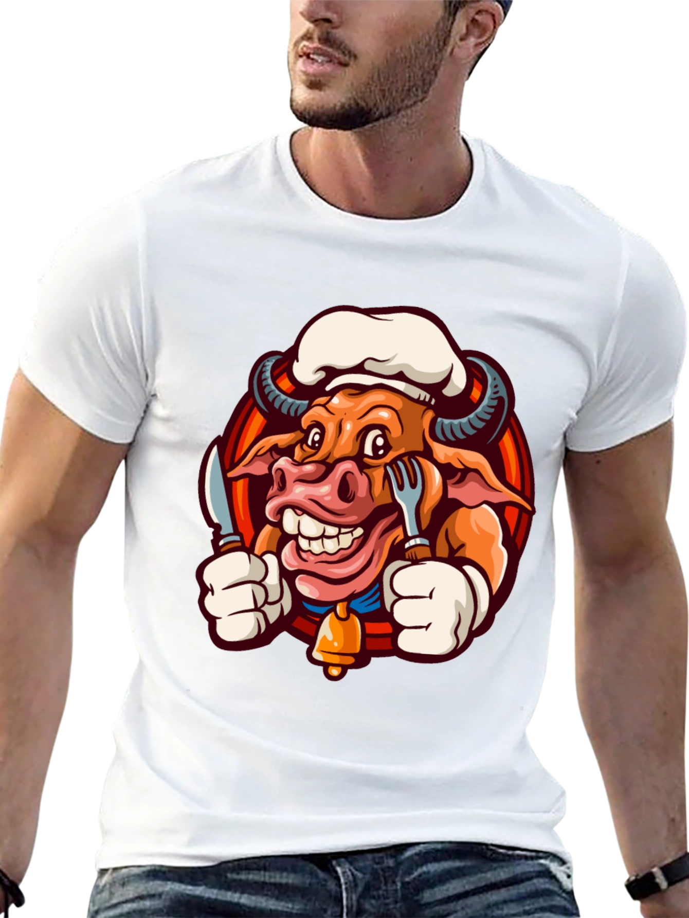 Chef Bull T-Shirt - Funny Cartoon Graphic Tee