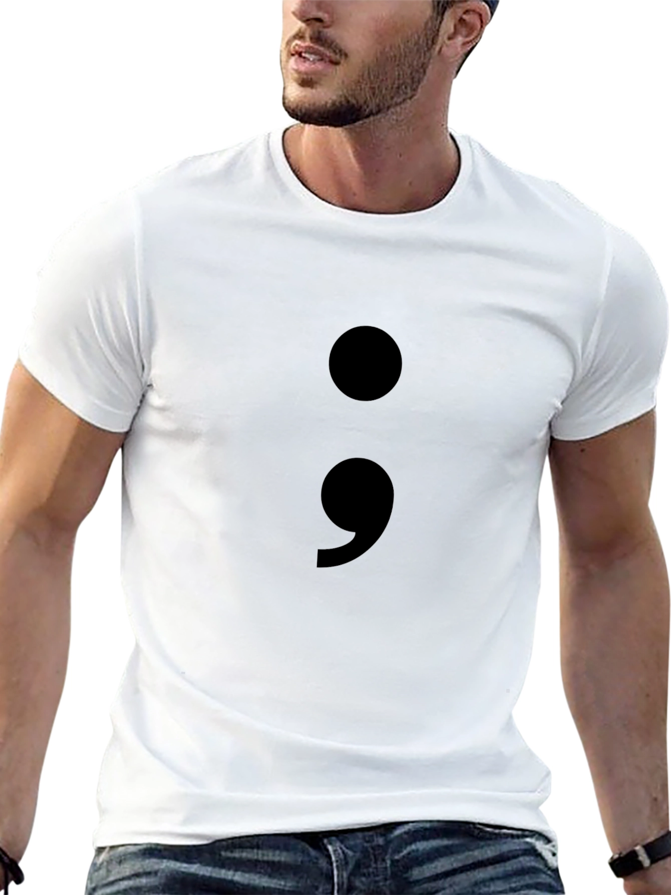 Semicolon Graphic Black T-Shirt - Mental Health Awareness
