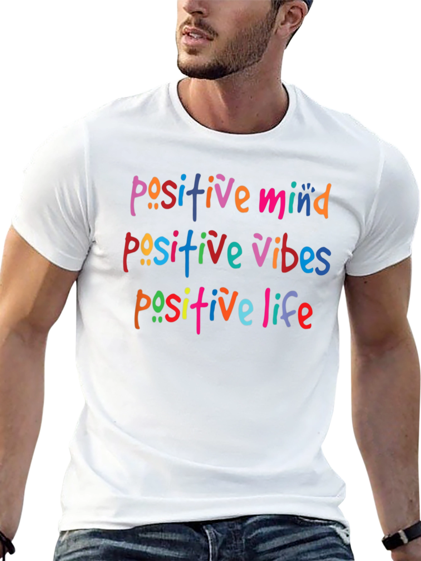 Positive Vibes Graphic Tee - Black Cotton Blend