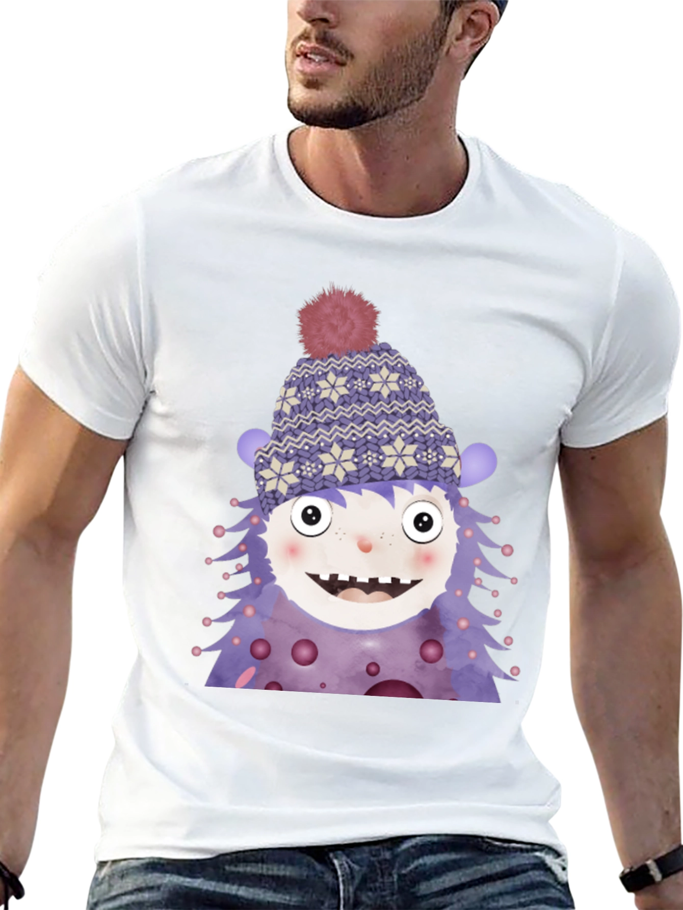 Monster Graphic Tee - Cute Winter Character