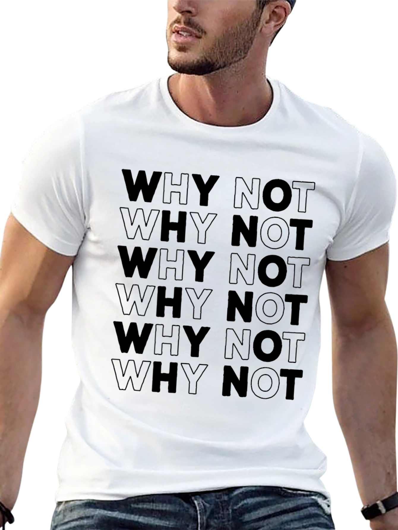 Why Not Graphic Tee - Black Crew Neck T-Shirt