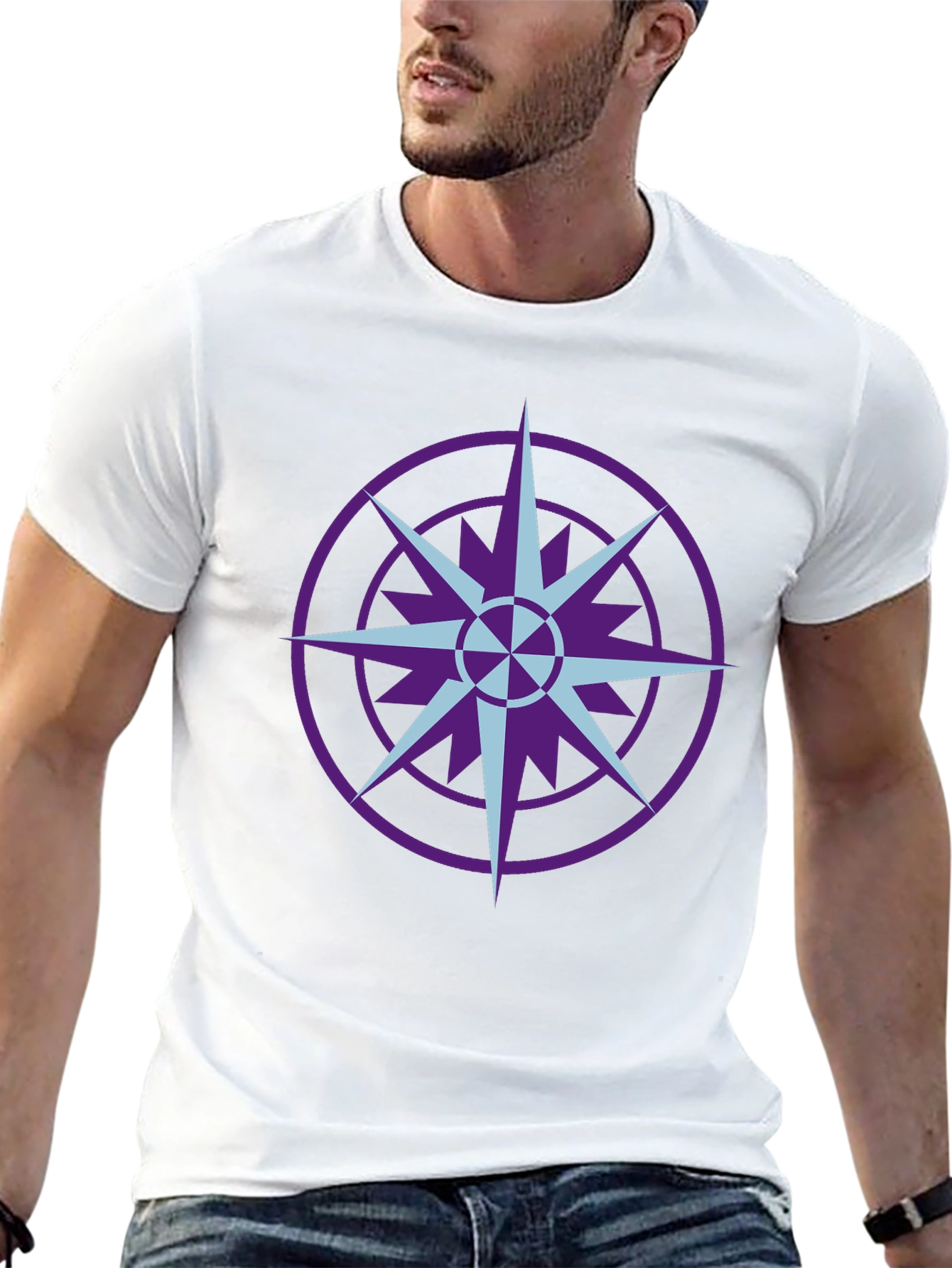 Geometric Compass Graphic T-Shirt - Black