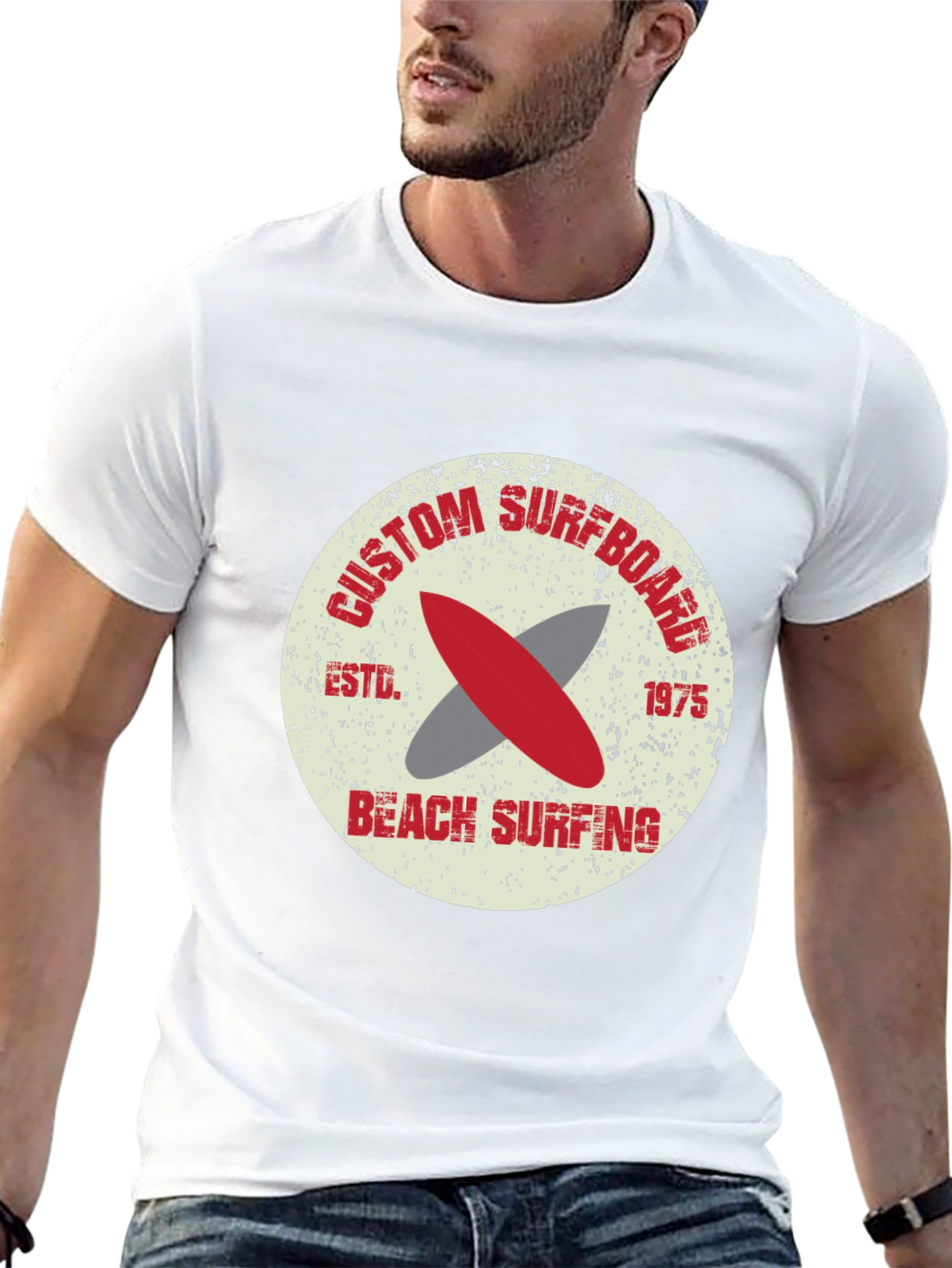 Custom Surfboard Beach Surfing Graphic T-Shirt