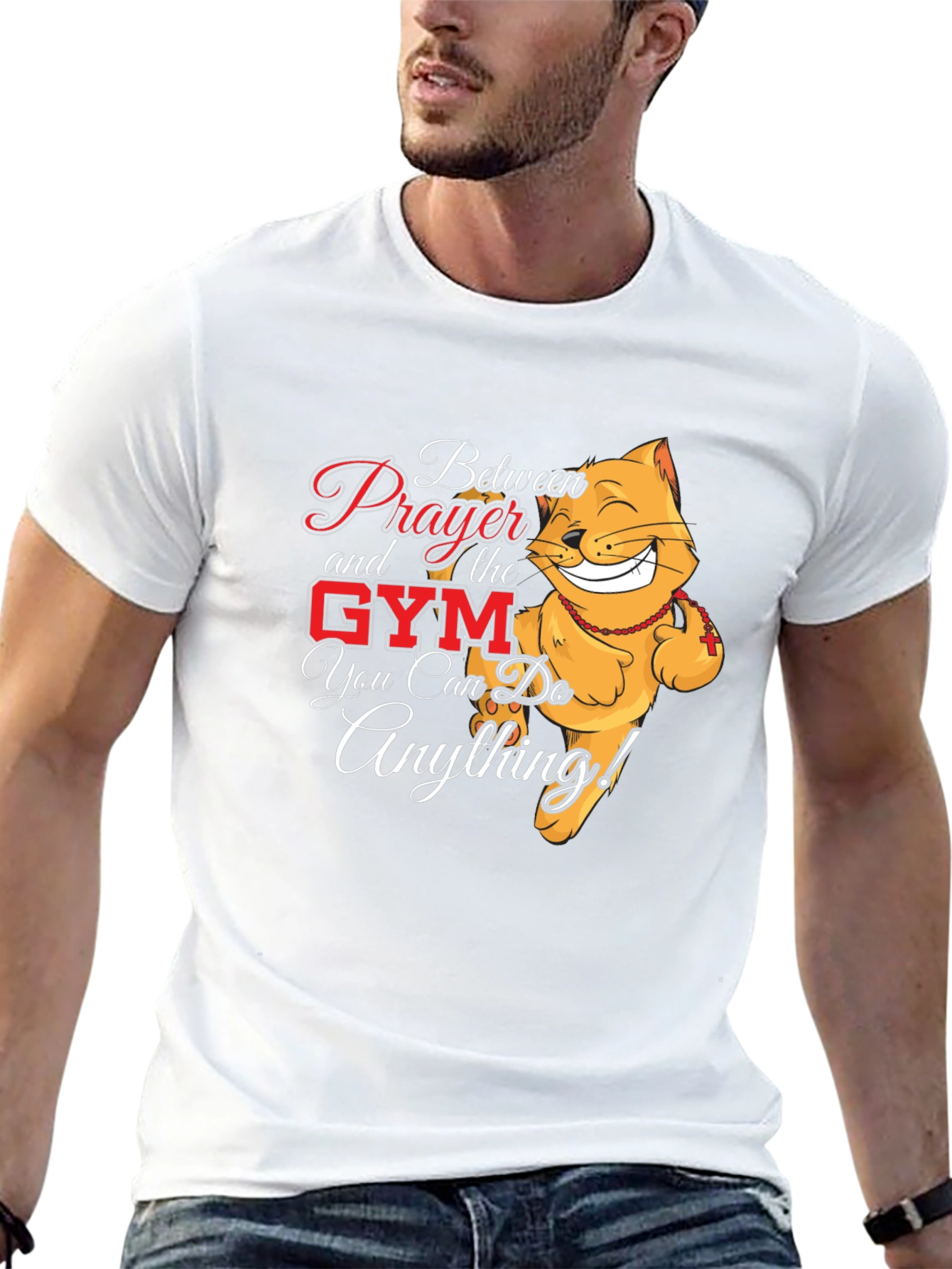 Prayer Gym Cat Black T-Shirt