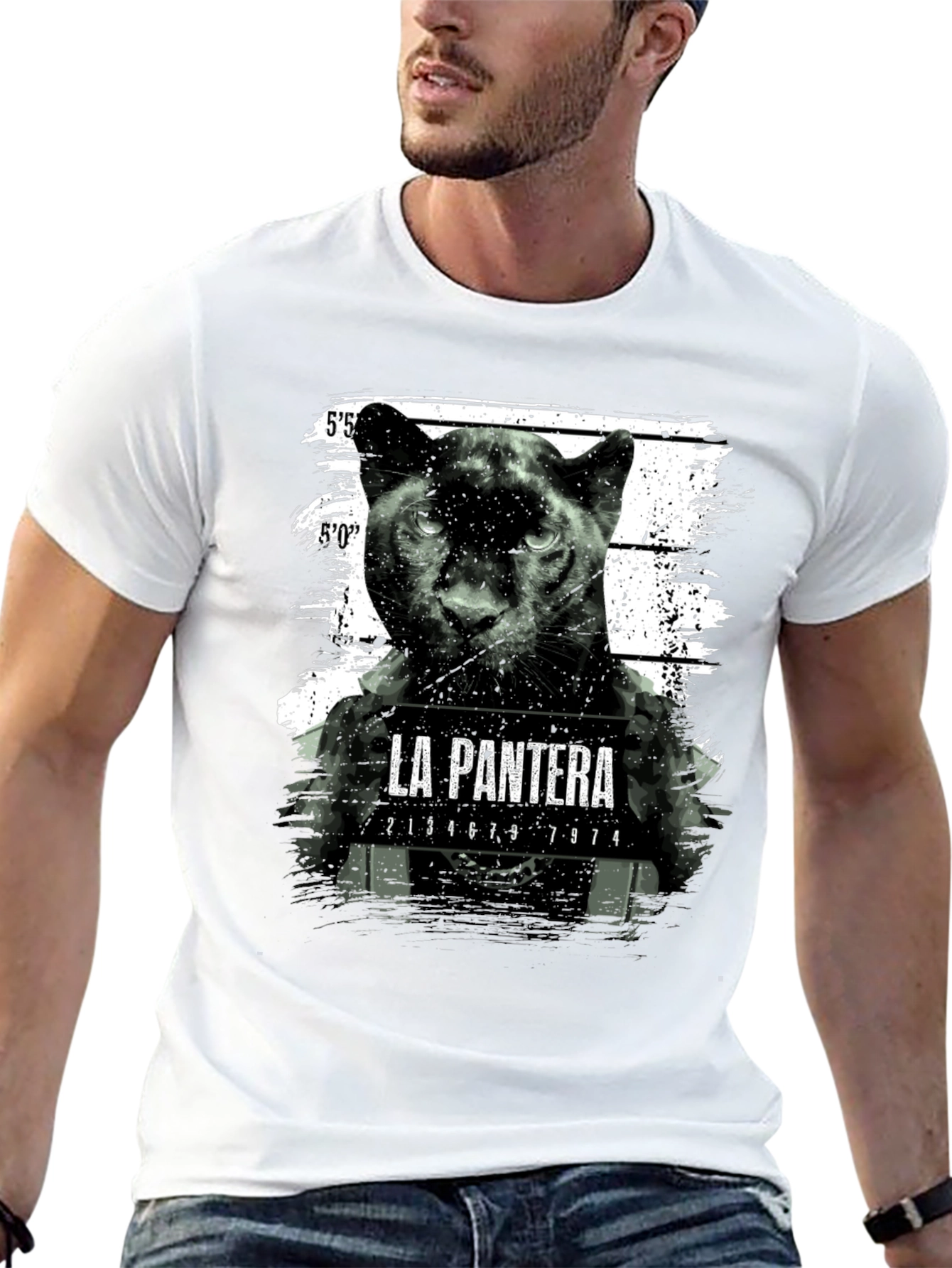 La Pantera Mugshot Graphic Tee - Black Cotton T-Shirt