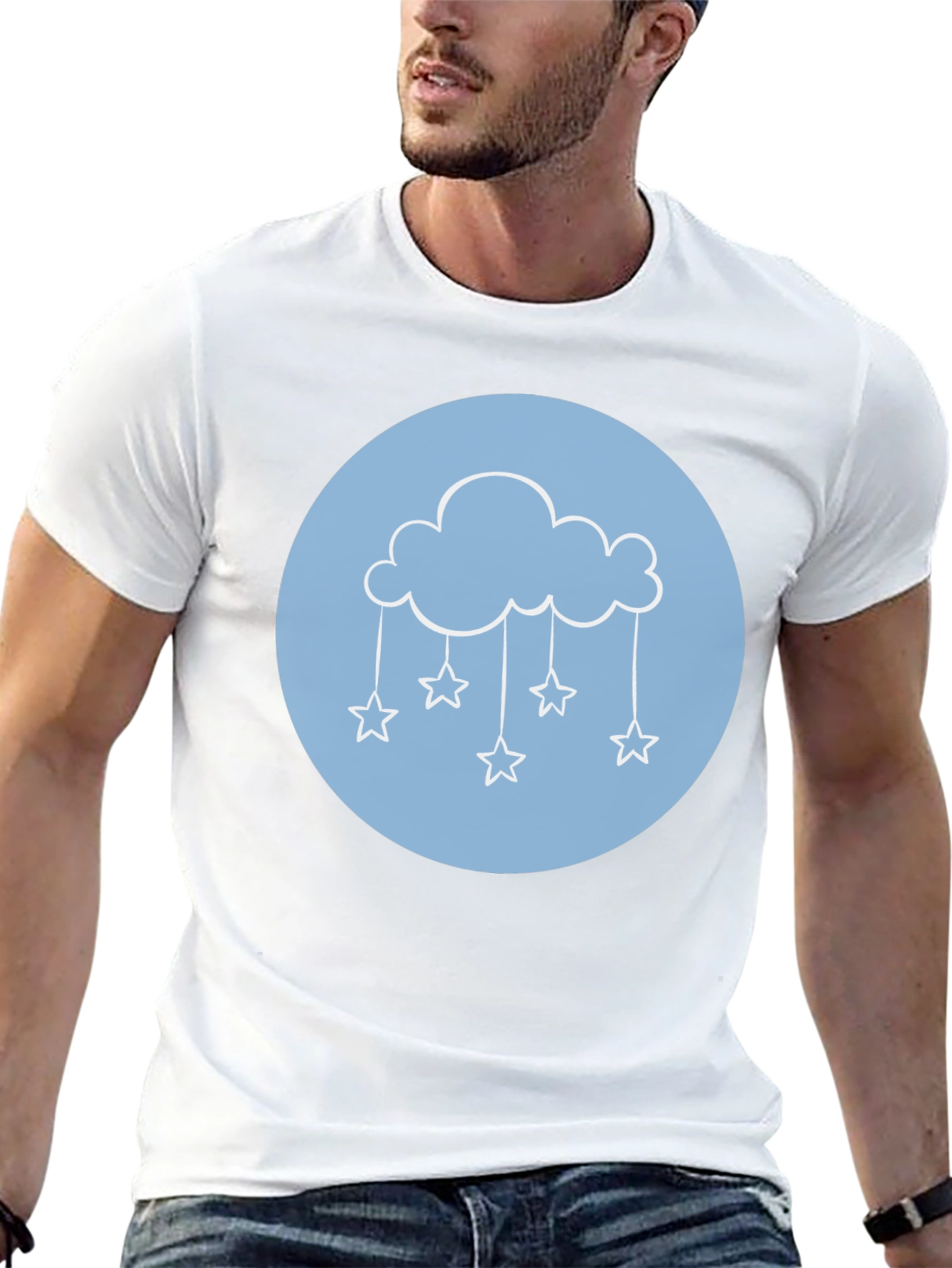 Cloud & Stars Graphic Tee - Black T-Shirt