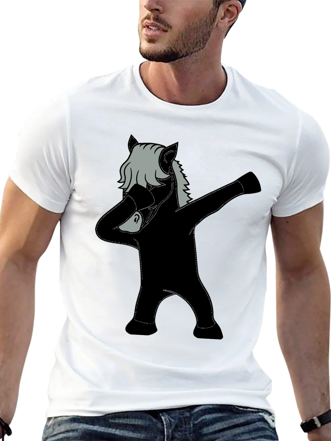 Dabbing Horse Graphic Tee - Black