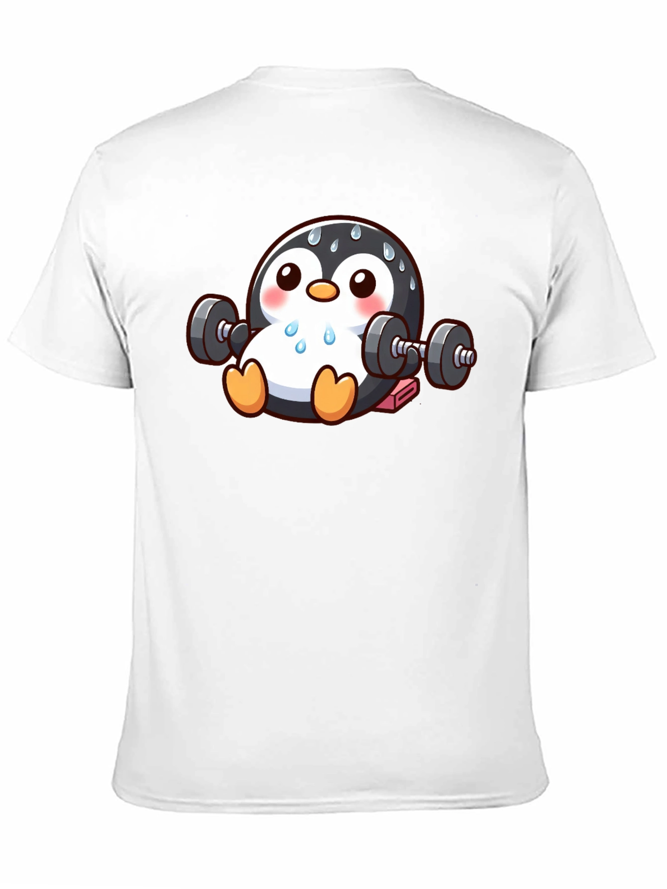 Penguin Lifting Weights Graphic T-Shirt