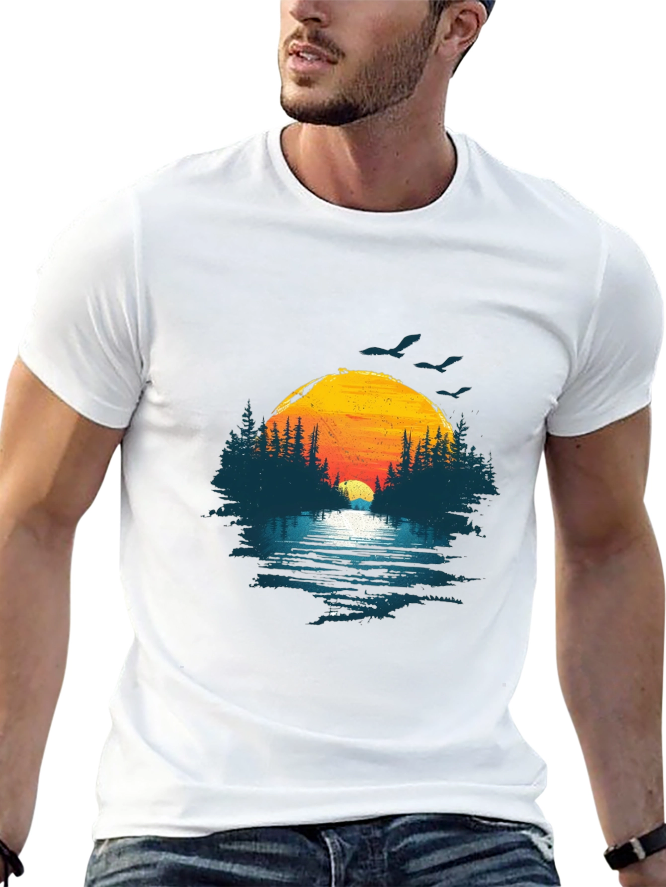 Sunset Lake Graphic Tee - Nature Inspired Design