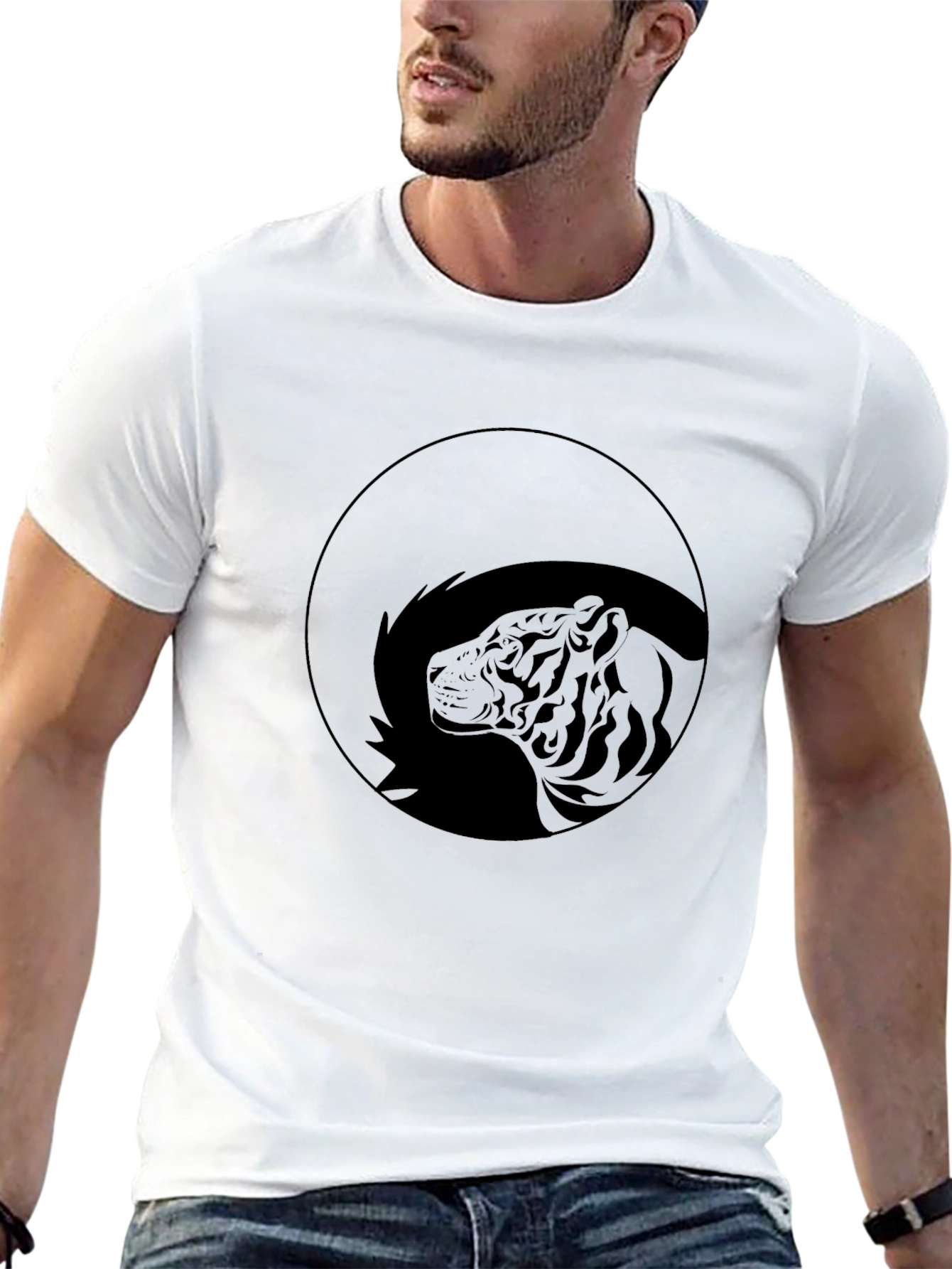 Mens Black Tiger Graphic Print T-Shirt