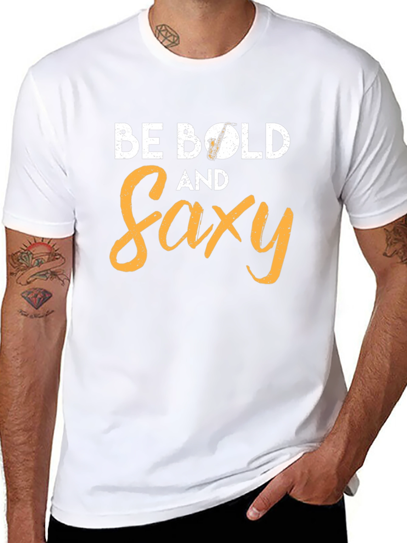 Be Bold and Saxy Black Graphic Tee