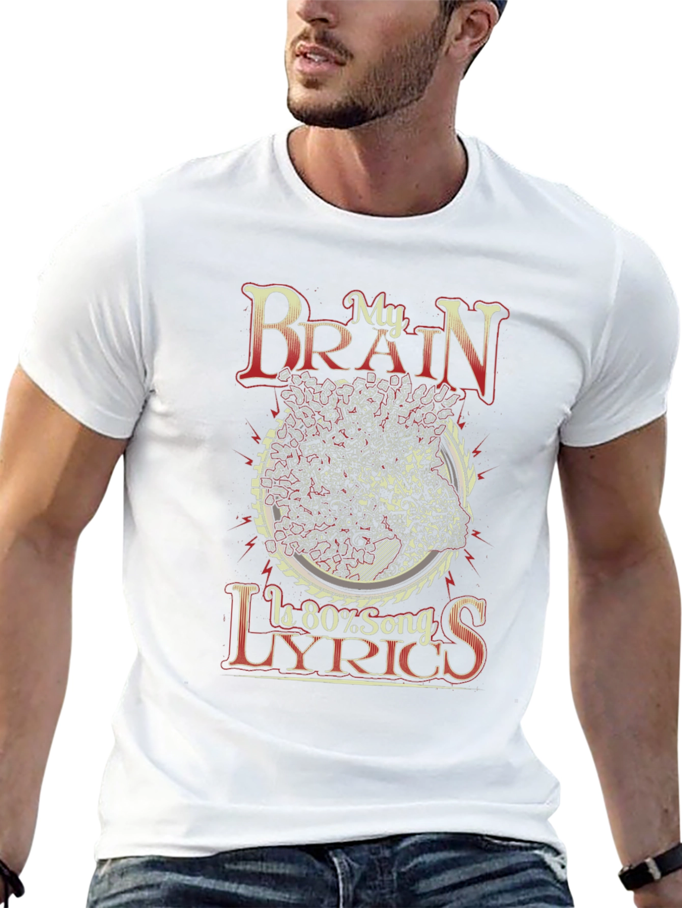 My Brain Is 80% Song Lyrics Black Graphic T-Shirt