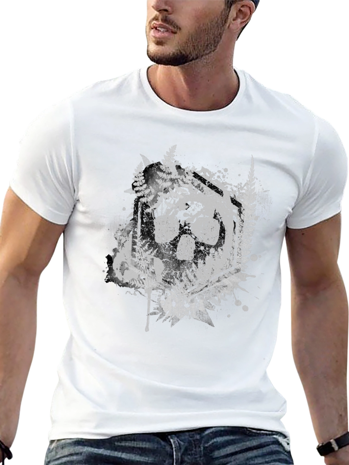 Nature Wolf Paw Print Graphic T-Shirt