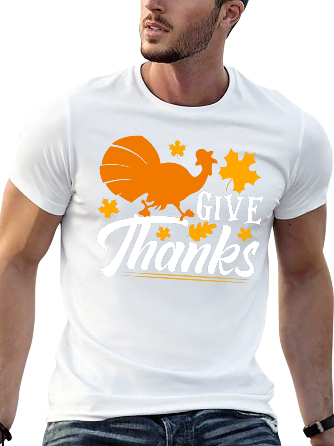 Give Thanks Thanksgiving Turkey Graphic Tee