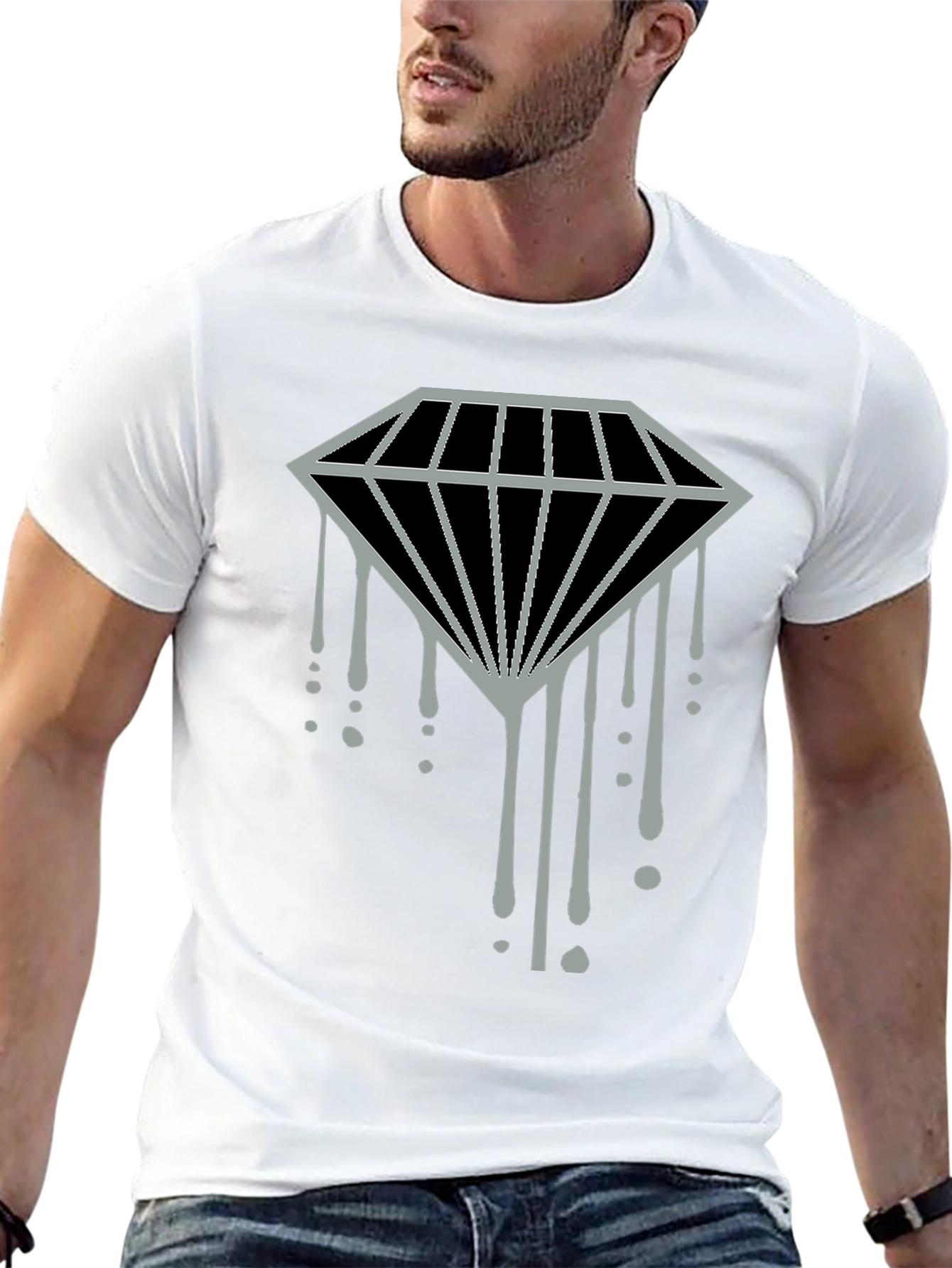 Dripping Diamond Graphic Tee - Modern Style